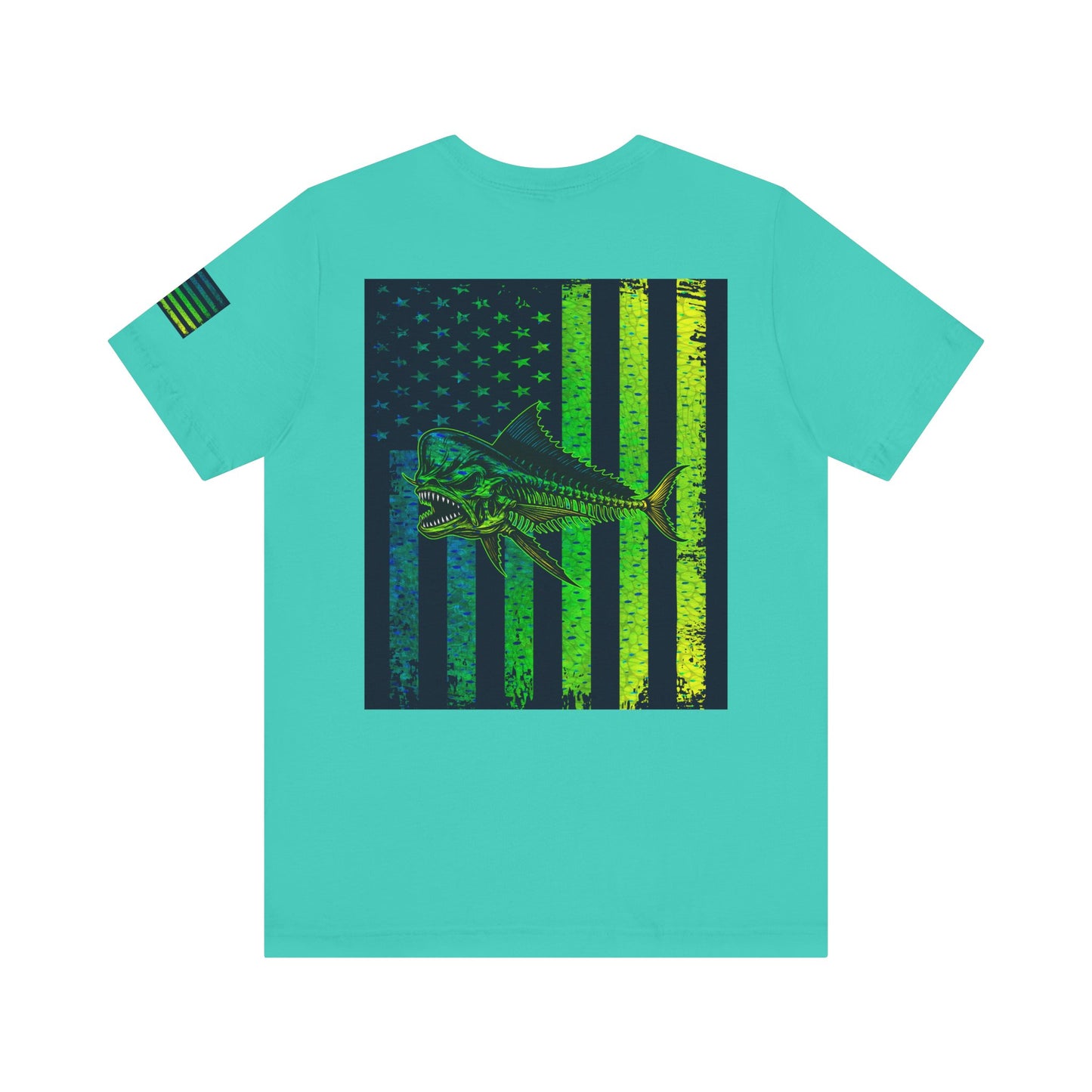 Mahi Mahi Skin Grunge American Flag Tee, Patriotic USA Shirt, Vintage American Flag