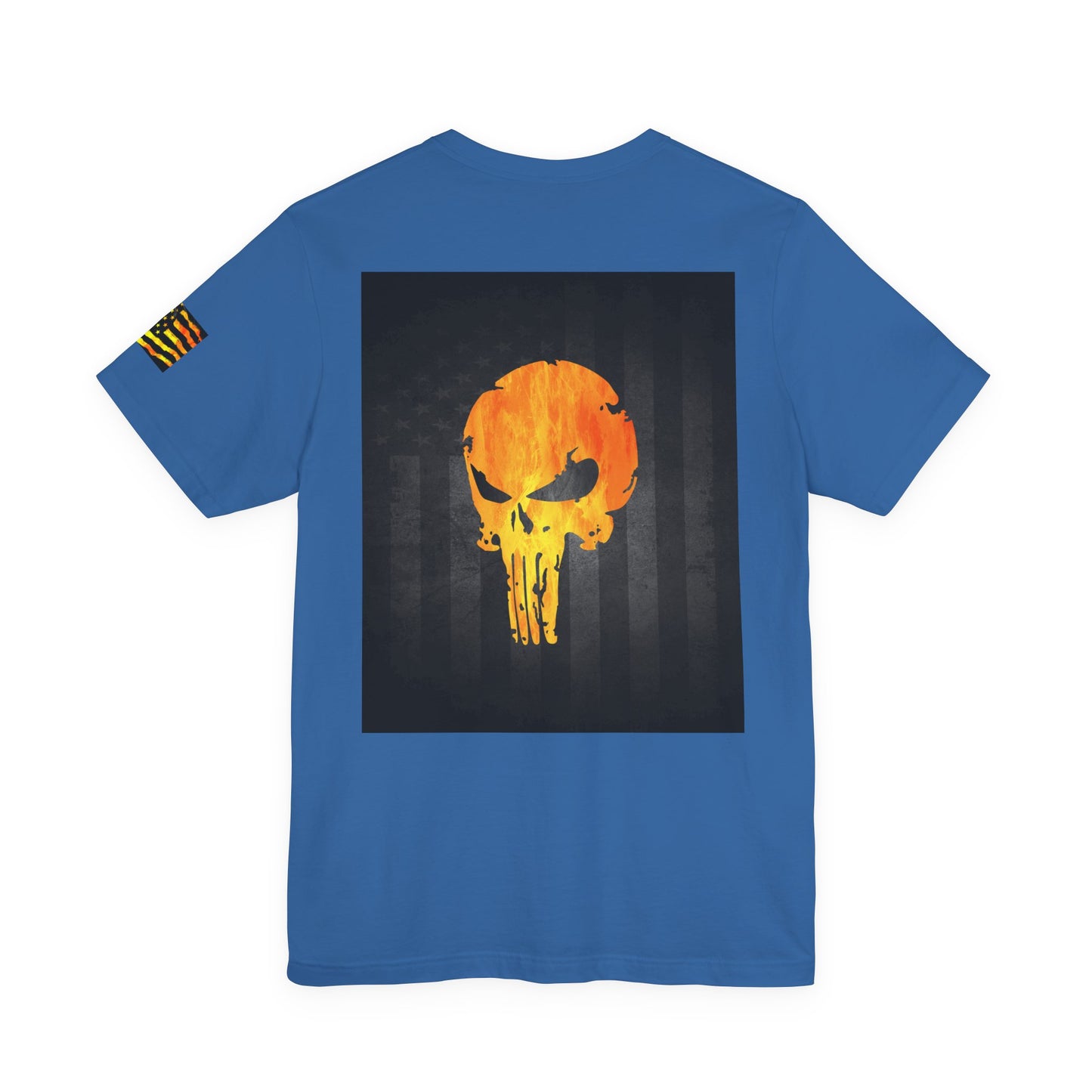 Orange Grunge Punisher Skull – Neon Grunge Vigilante Graphic for Shirts, Decals & Prints