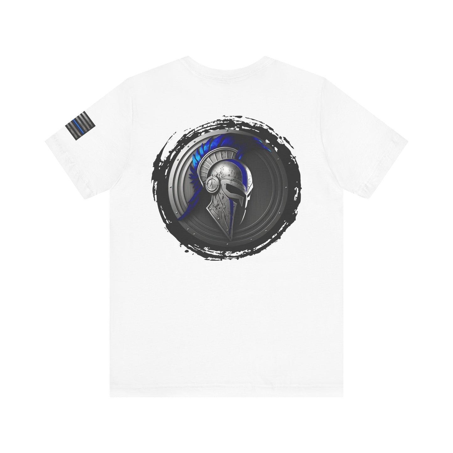 Grunge Spartan Thin Blue Line American Flag T-Shirt – Honor & Valor Police Tribute Tee