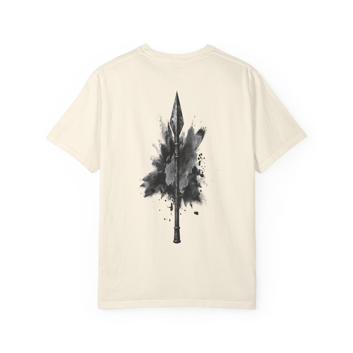 Spartan Warrior T-Shirt – Greek Helmet Circle Design Front & Spear Back | Warrior Graphic Tee