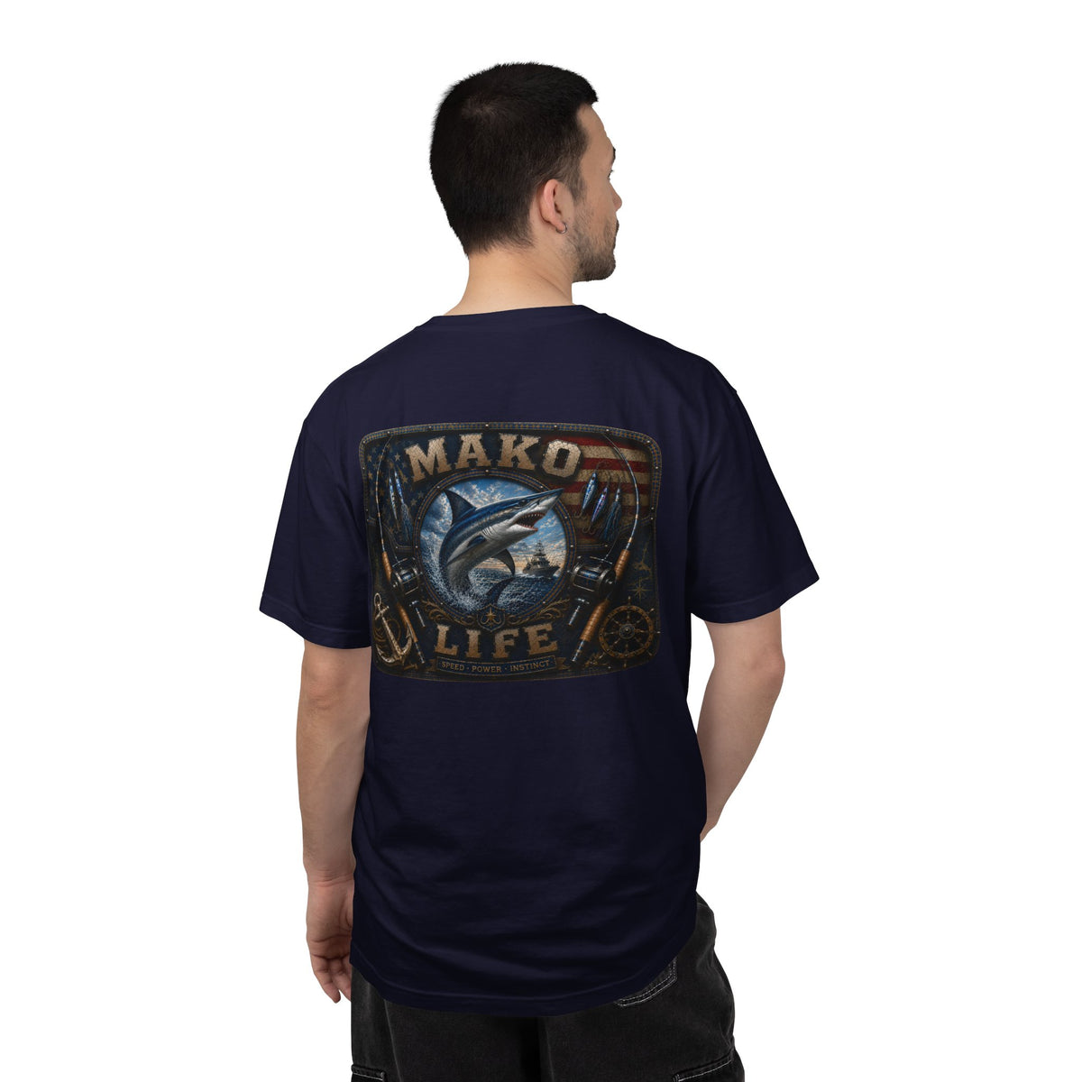 Mako Life T-Shirt — Vintage Marlin & Anchor Fishing Tee