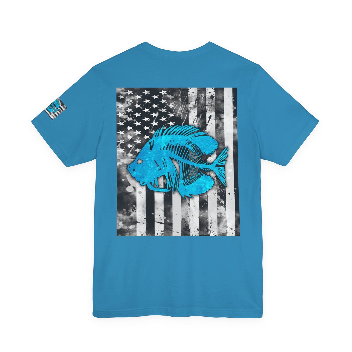 Blue Pearch Angler Grunge American Flag Tee, Patriotic USA Shirt, Vintage American Flag
