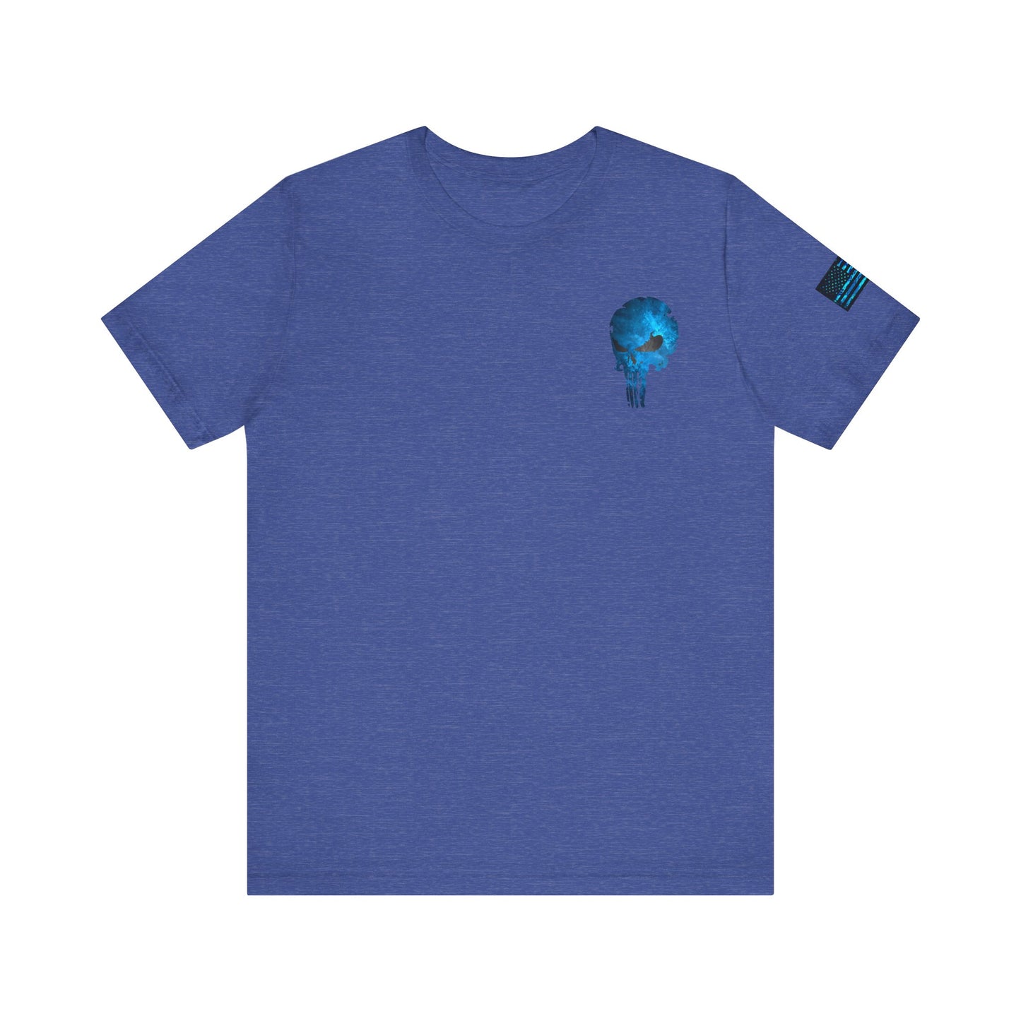 Blue Grunge Punisher Skull – Neon Grunge Vigilante Graphic for Shirts, Decals & Prints