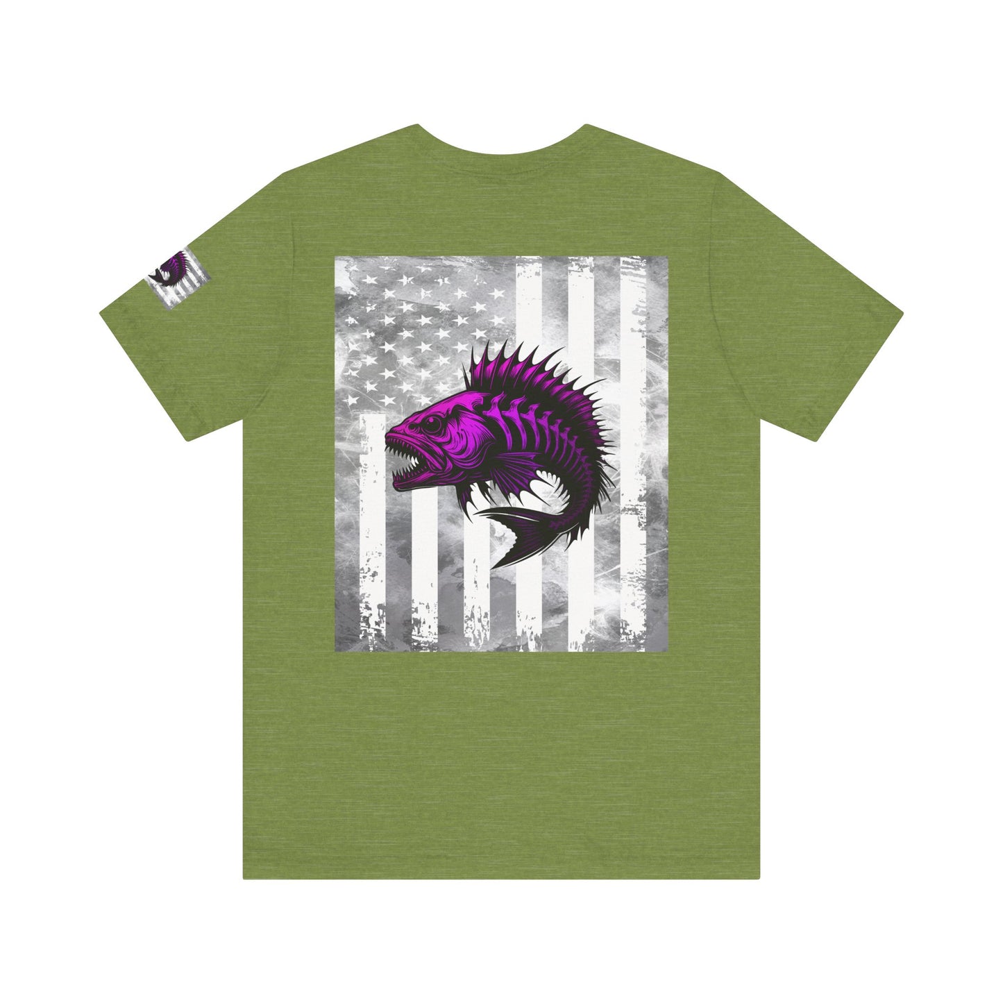 Fish Grunge American Flag Tee, Patriotic USA Shirt, Vintage American Flag
