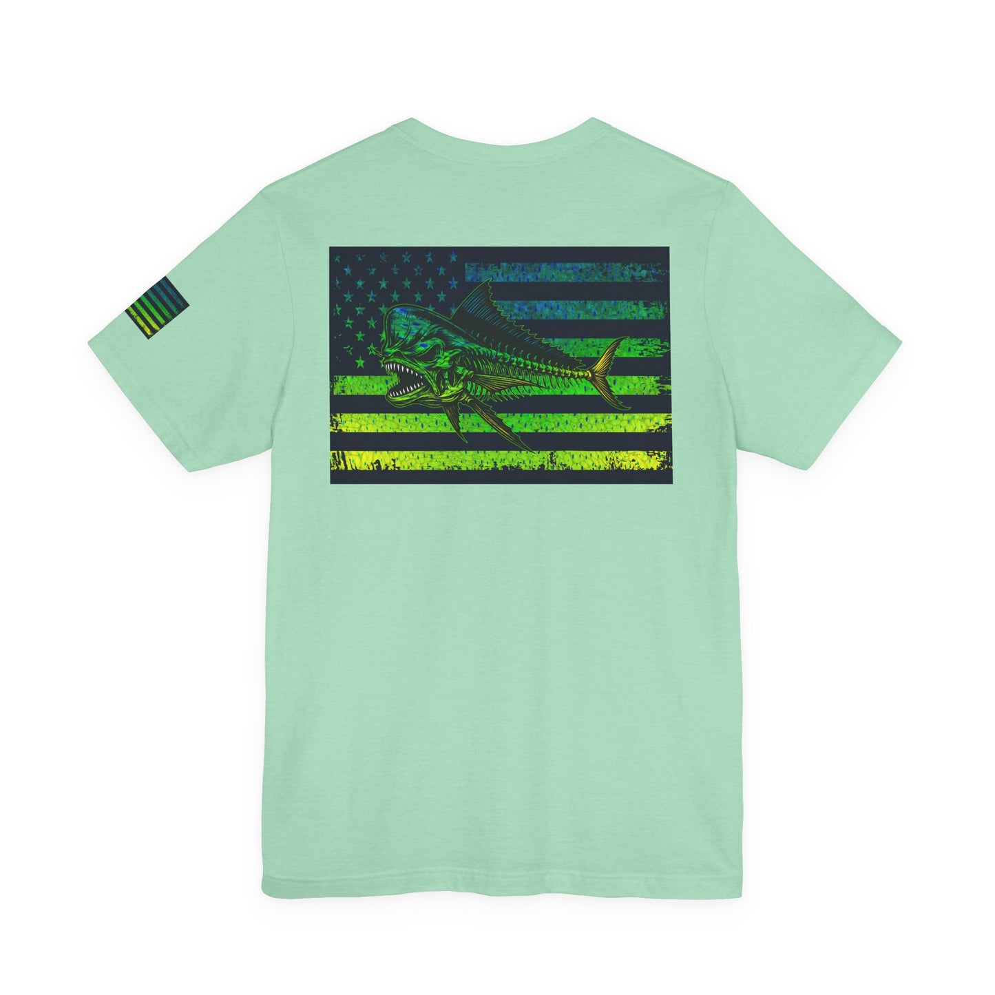 The Mahi Angler Grunge American Flag Tee, Patriotic USA Shirt, Vintage American Flag