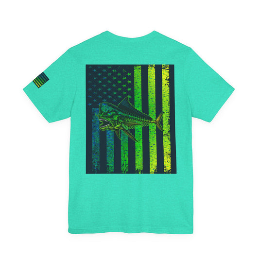 Mahi Mahi Skin Grunge American Flag Tee, Patriotic USA Shirt, Vintage American Flag