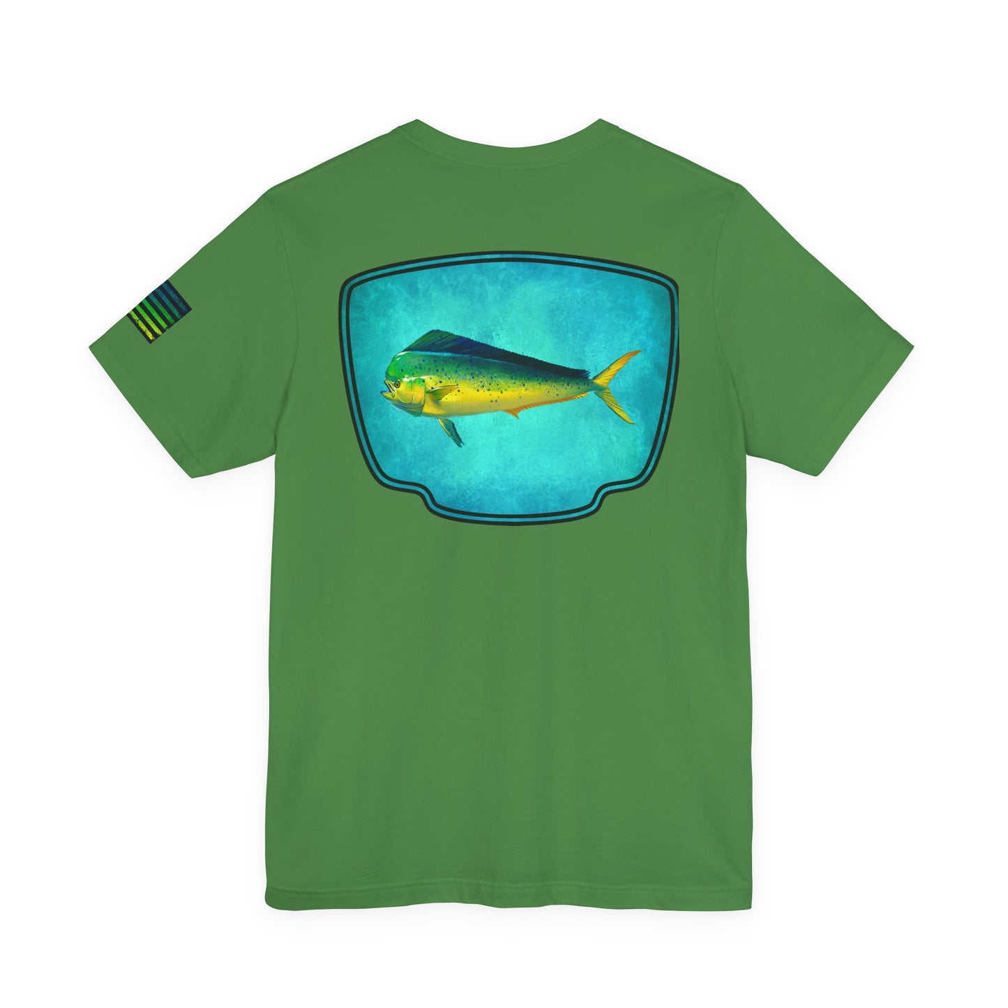 Vibrant Mahi Mahi Badge Tee – Ocean-Inspired Saltwater Fishing Shirt for Men