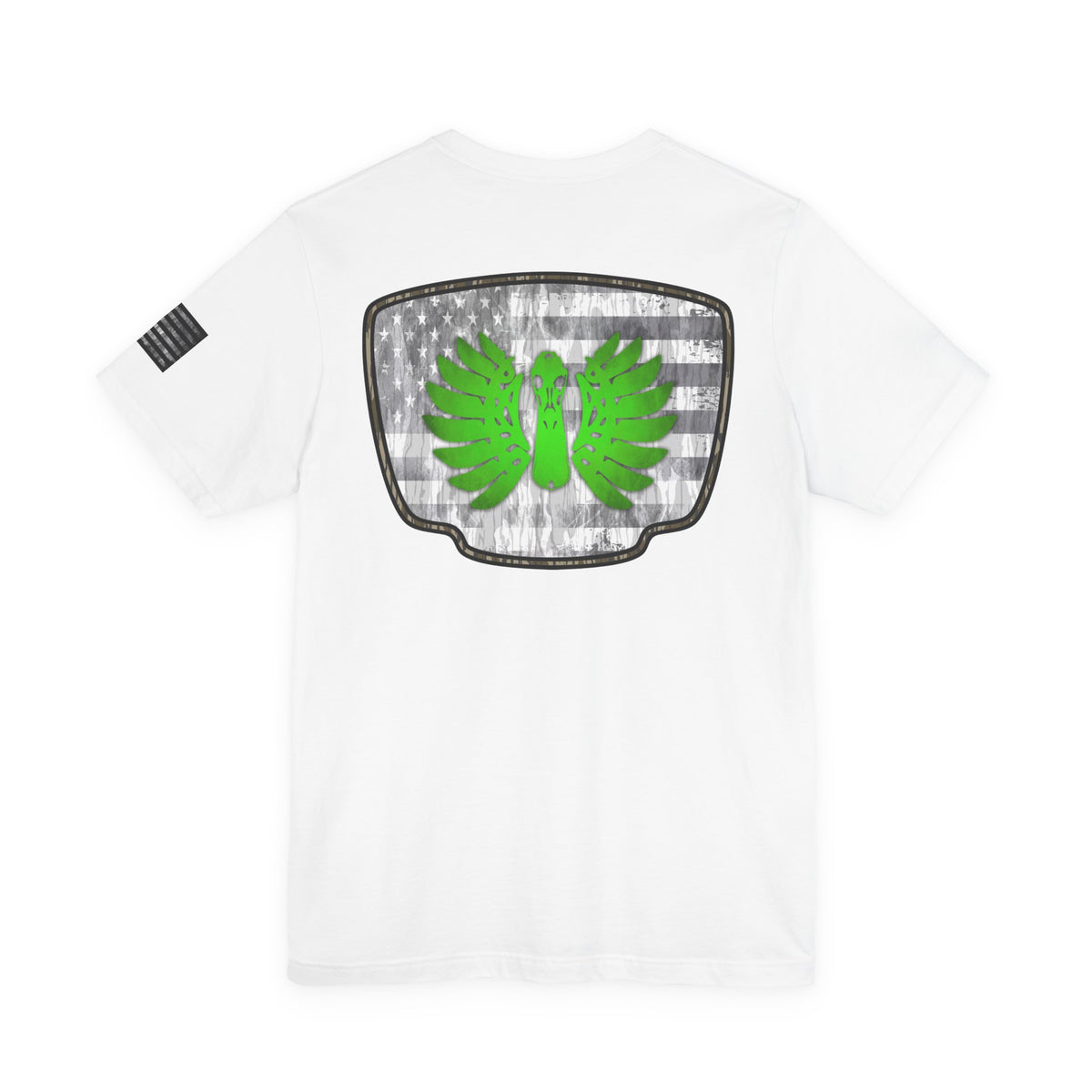 Duck Skull Hunting Badge T-Shirt – Mossy Camo Print, Crossed Guns & Duck Skull Graphic