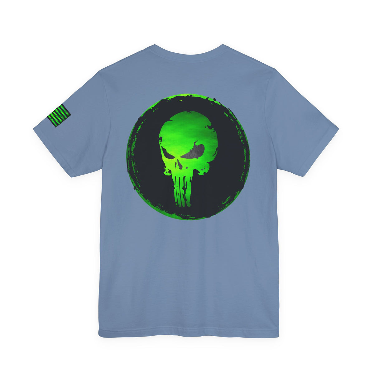 Toxic Green Punisher Skull – Neon Grunge Vigilante Graphic for Shirts, Decals & Prints