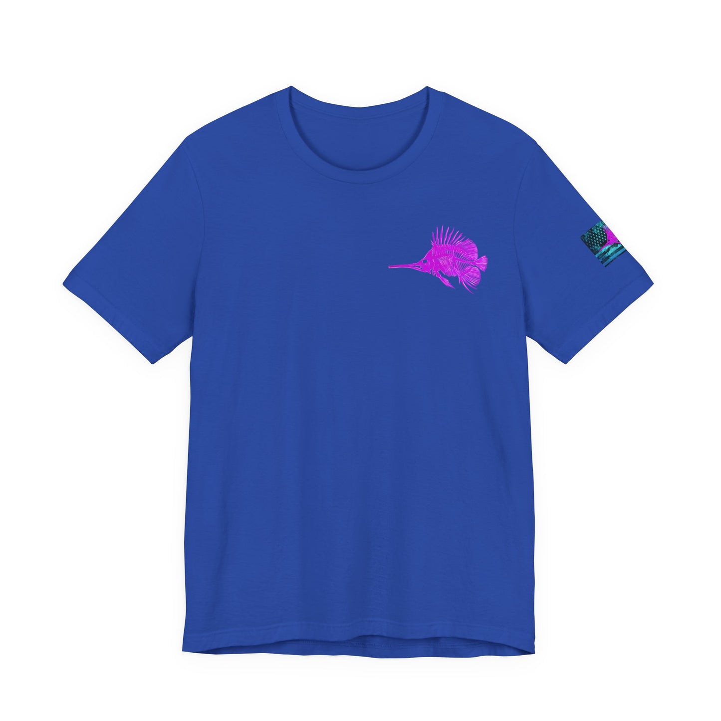 Pink Angler Grunge American Flag Tee, Patriotic USA Shirt, Vintage American Flag