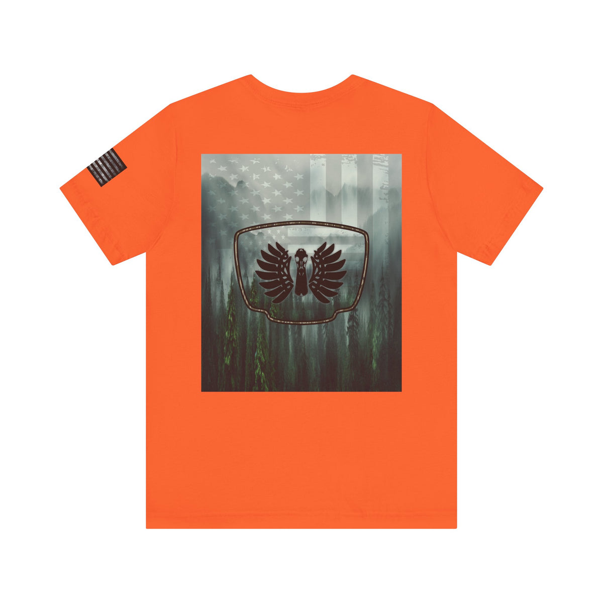 The Forest Duck Hunt Badge T-Shirt – Mossy Camo Print, Crossed Guns & Duck Skull Graphic