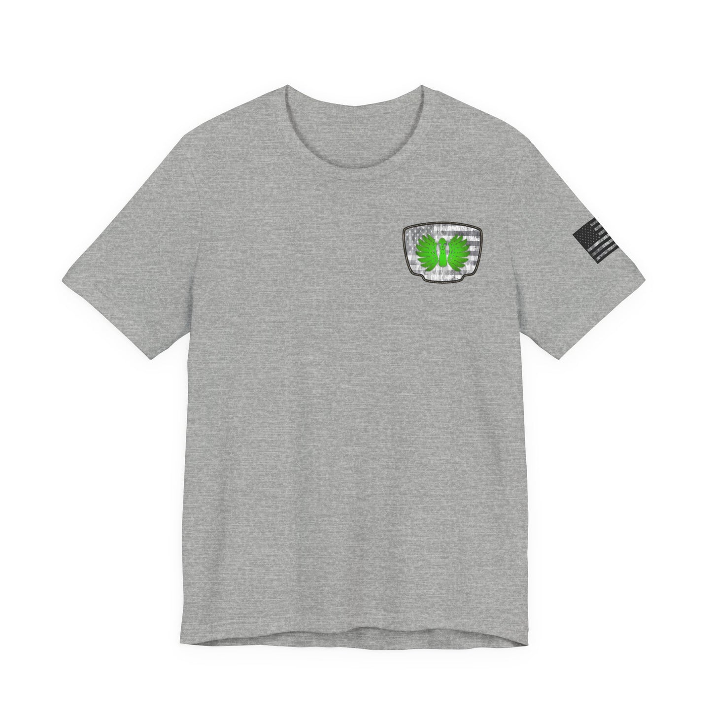 Duck Skull Hunting Badge T-Shirt – Mossy Camo Print, Crossed Guns & Duck Skull Graphic