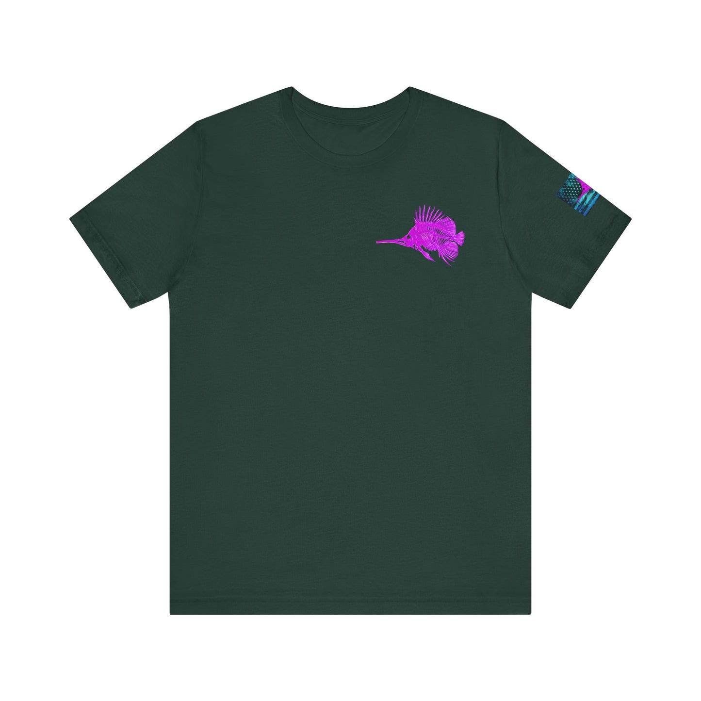 Pink Angler Grunge American Flag Tee, Patriotic USA Shirt, Vintage American Flag