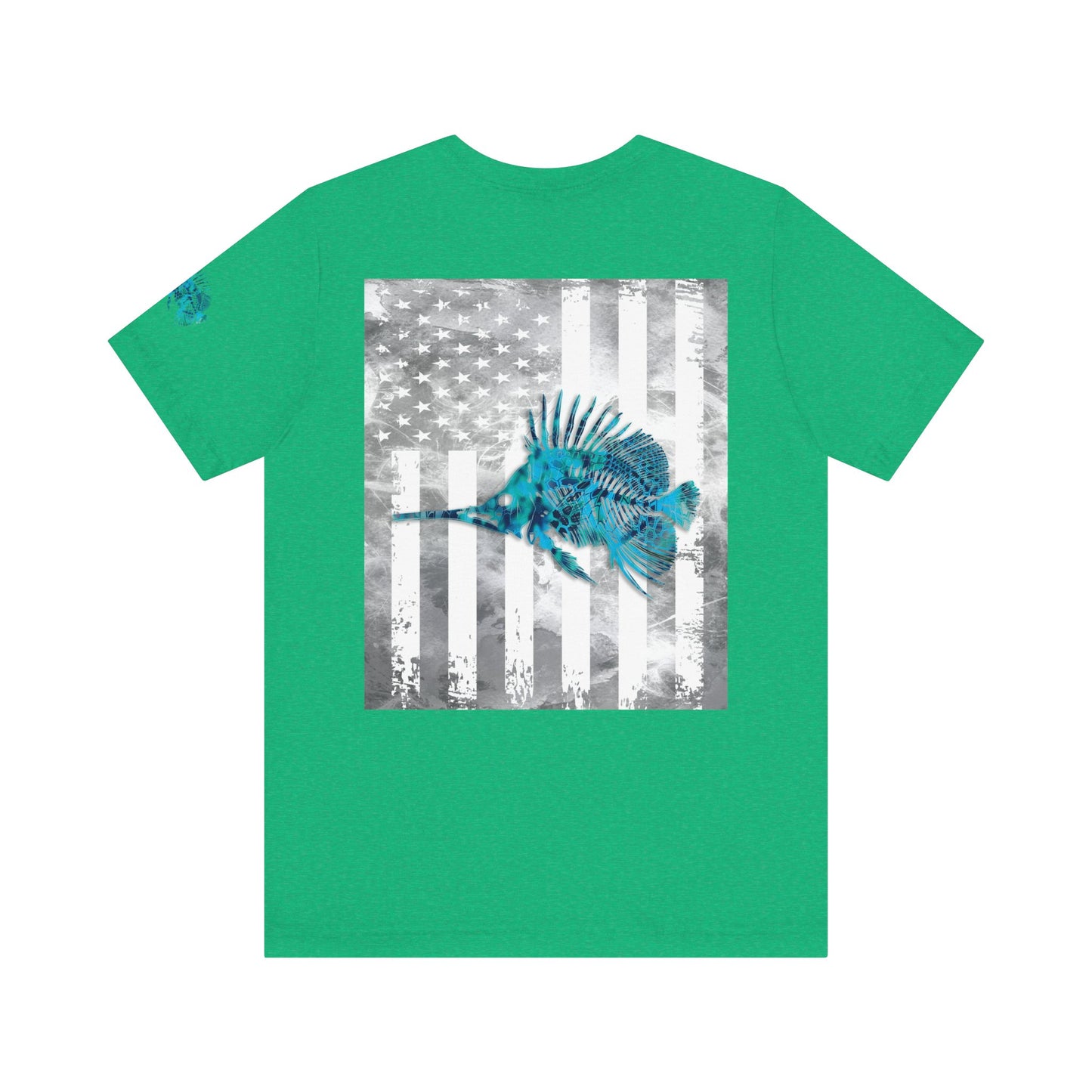 Fish Skeleton Grunge American Flag Tee, Patriotic Fishing Shirt, Vintage USA Bones, Fourth of July Apparel,