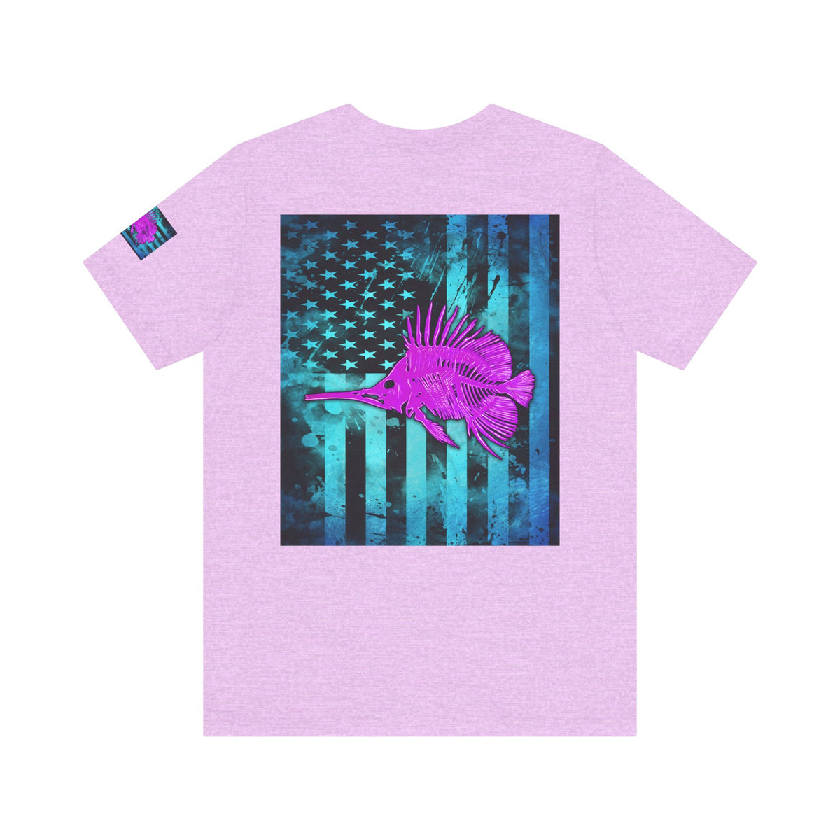 Pink Angler Grunge American Flag Tee, Patriotic USA Shirt, Vintage American Flag