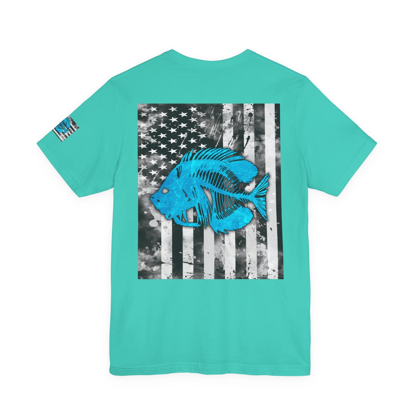 Blue Pearch Angler Grunge American Flag Tee, Patriotic USA Shirt, Vintage American Flag