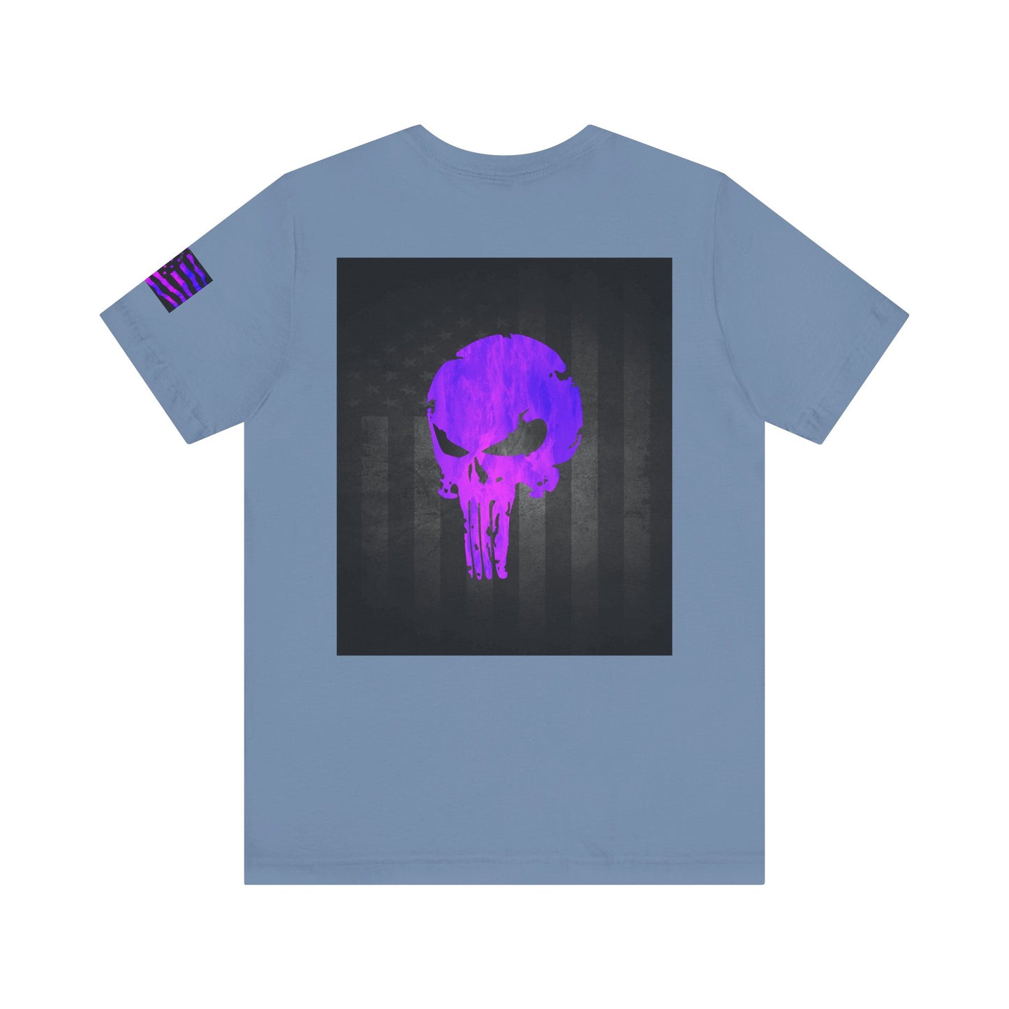 Purple Grunge Punisher Skull – Neon Grunge Vigilante Graphic for Shirts, Decals & Prints