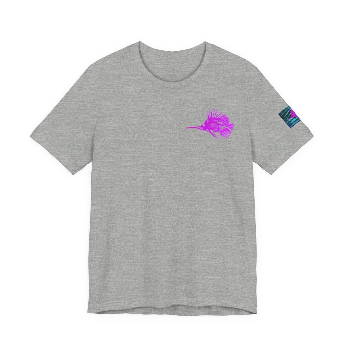 Pink Angler Grunge American Flag Tee, Patriotic USA Shirt, Vintage American Flag