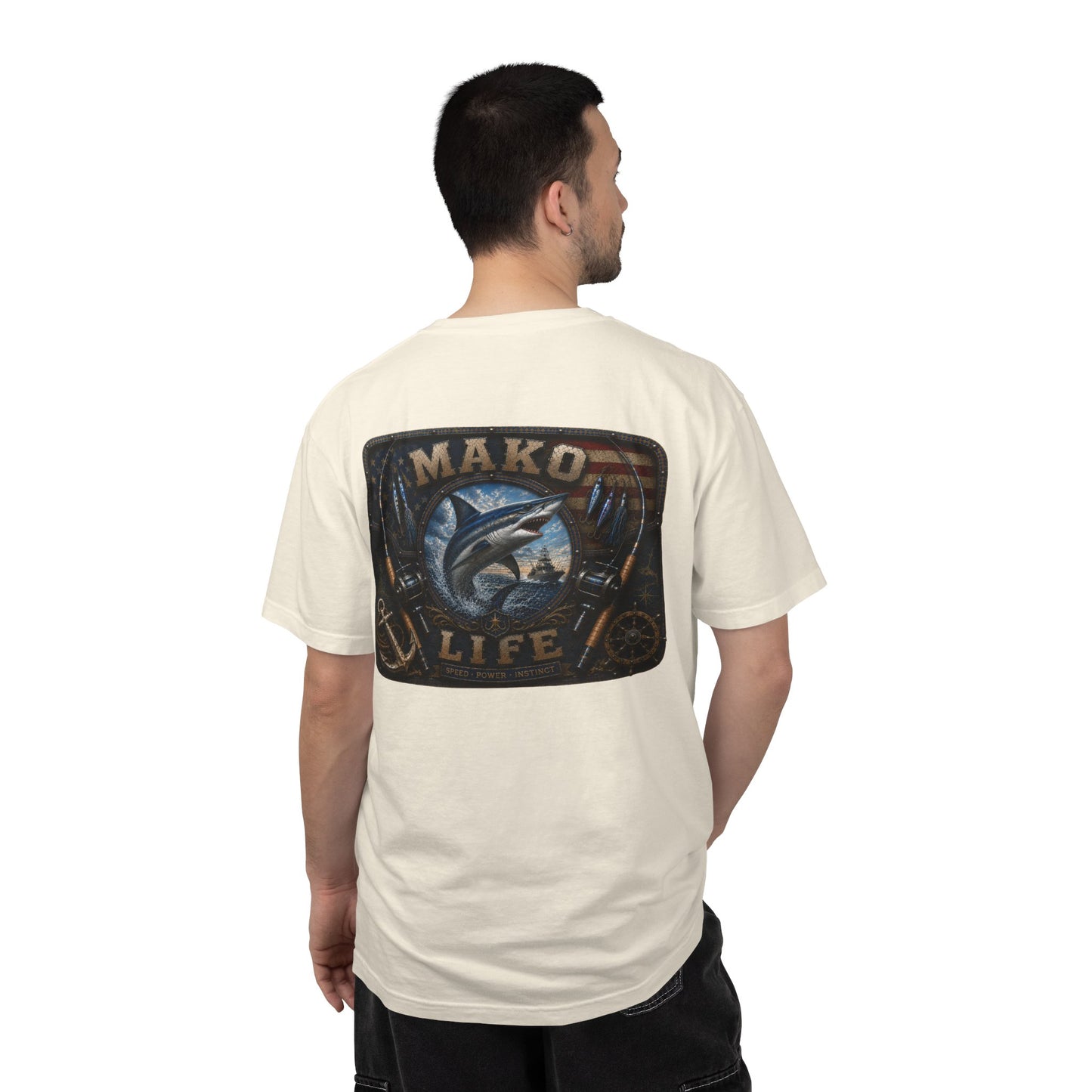 Mako Life T-Shirt — Vintage Marlin & Anchor Fishing Tee