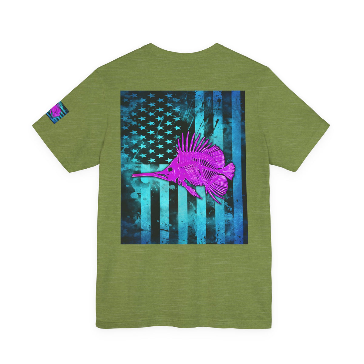 Pink Angler Grunge American Flag Tee, Patriotic USA Shirt, Vintage American Flag