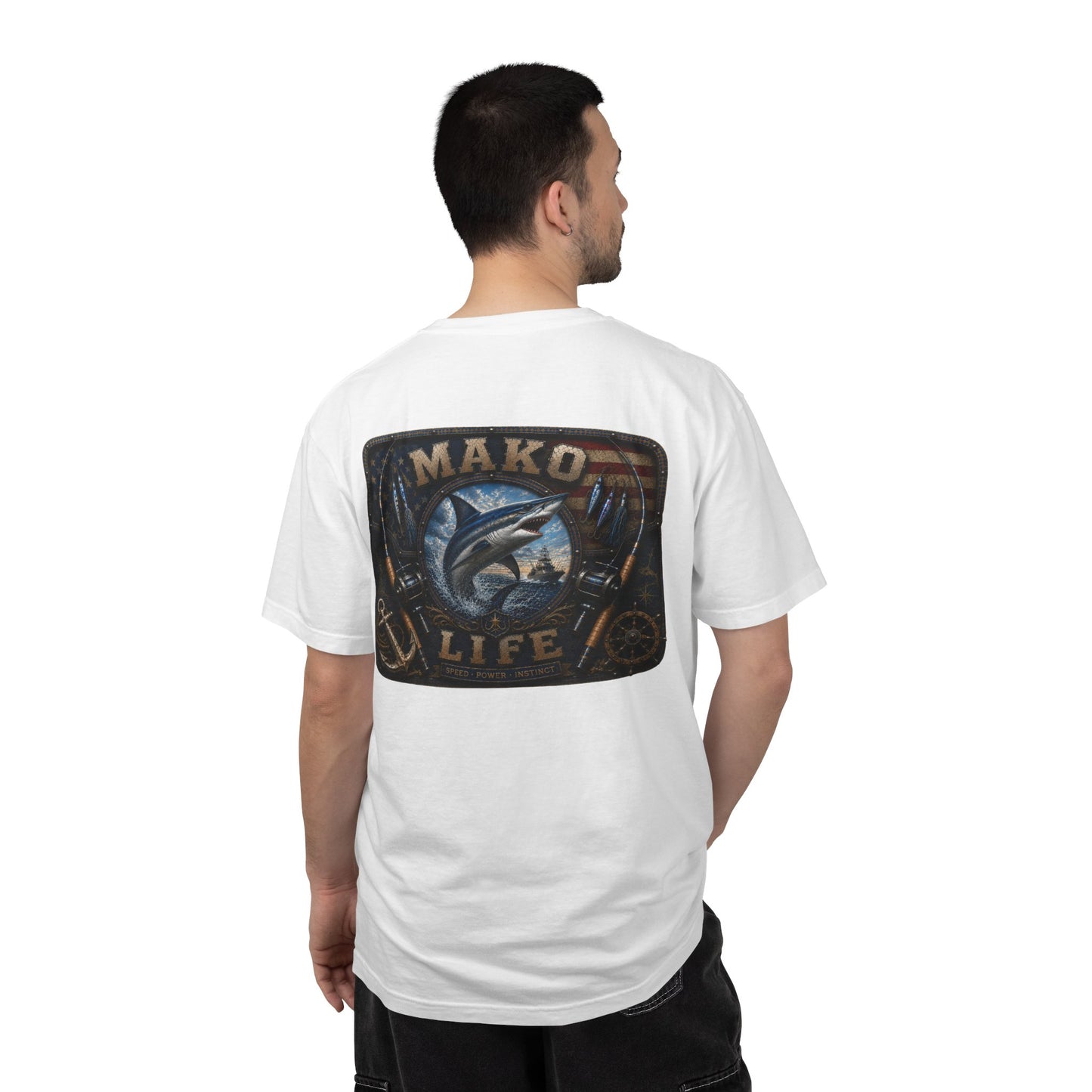 Mako Life T-Shirt — Vintage Marlin & Anchor Fishing Tee