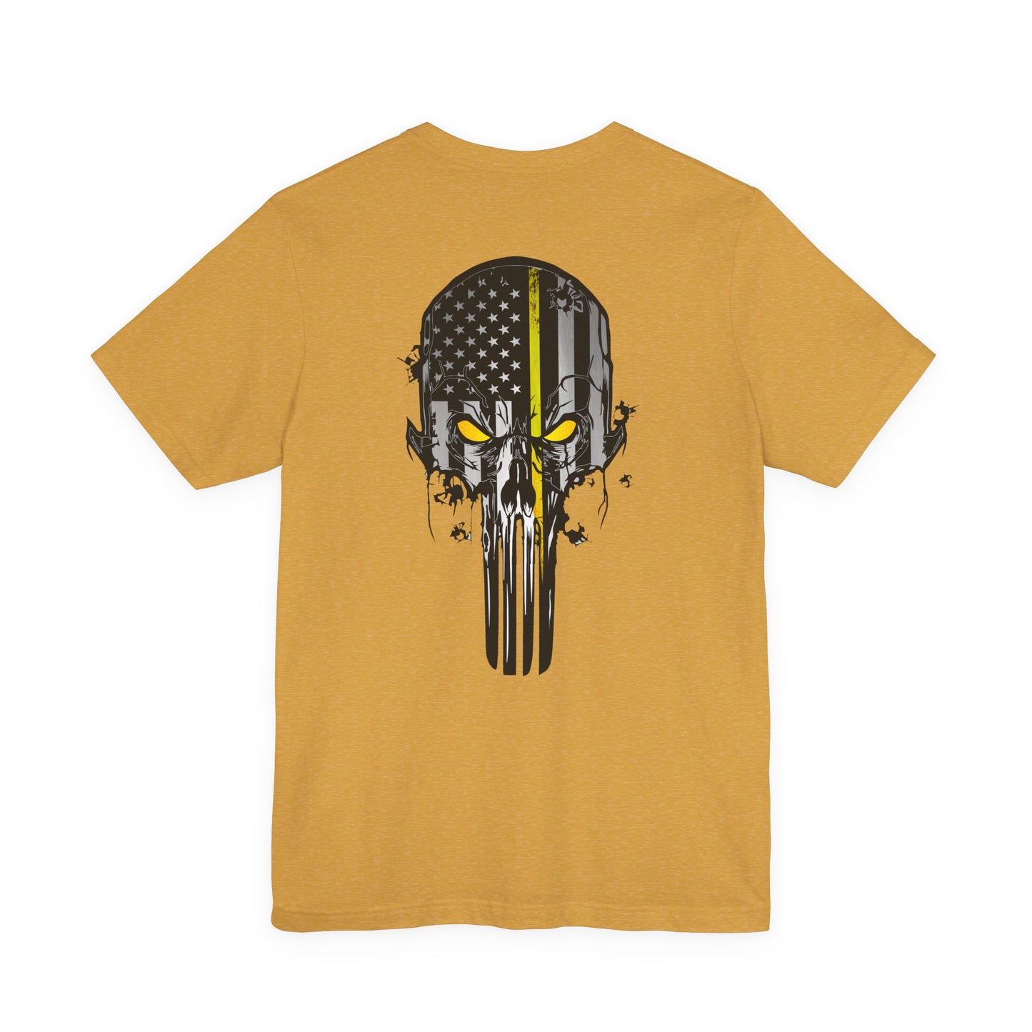 Thin Yellow Line American Flag Skull Tee