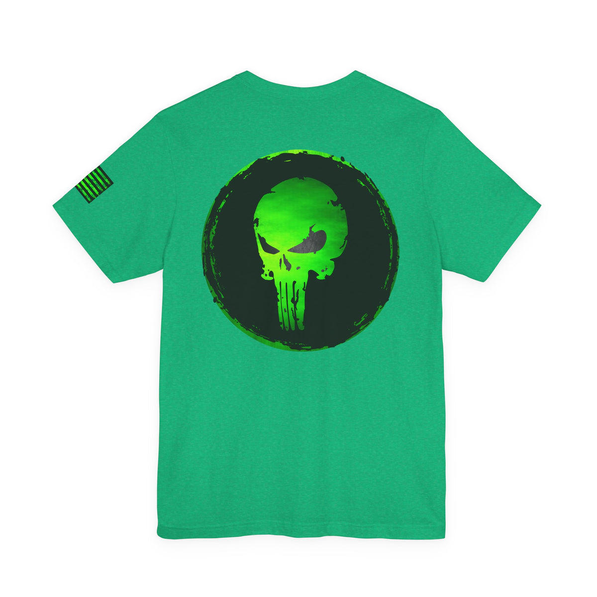 Toxic Green Punisher Skull – Neon Grunge Vigilante Graphic for Shirts, Decals & Prints