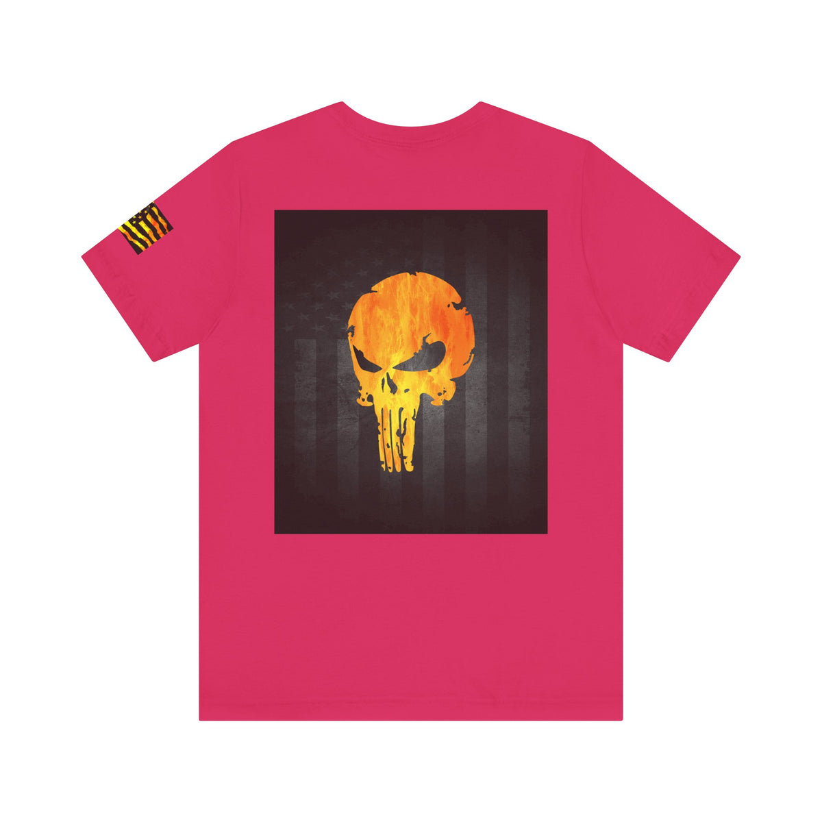 Orange Grunge Punisher Skull – Neon Grunge Vigilante Graphic for Shirts, Decals & Prints