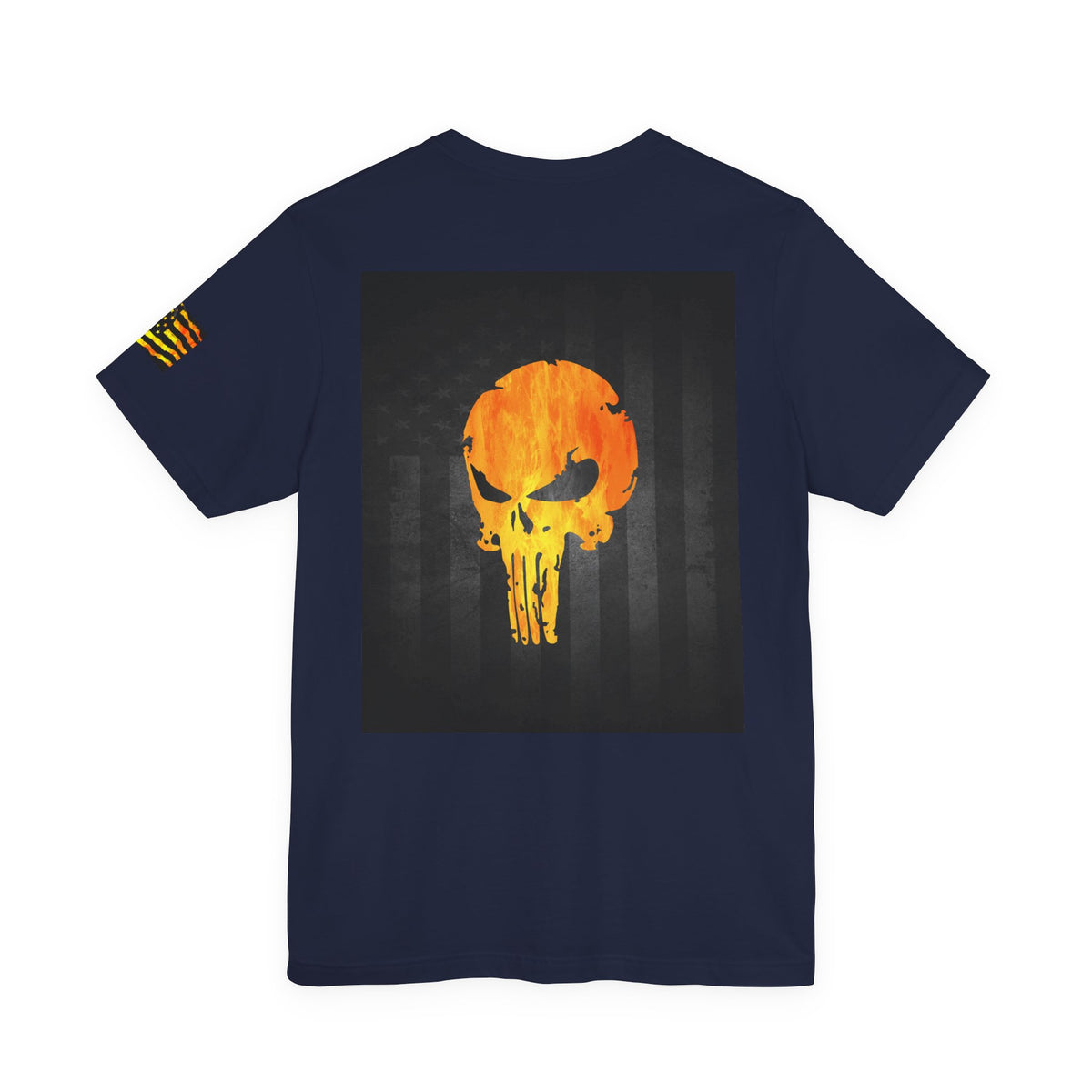 Orange Grunge Punisher Skull – Neon Grunge Vigilante Graphic for Shirts, Decals & Prints