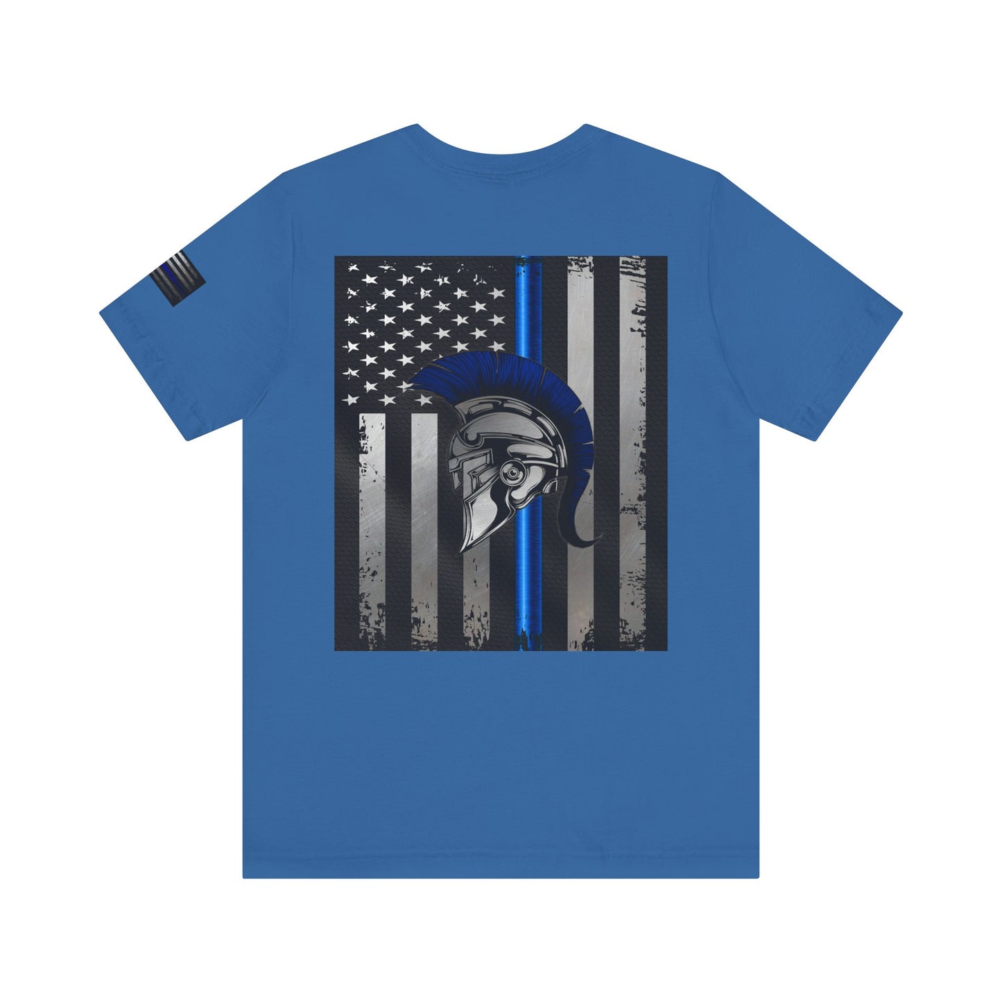 Spartan Thin Blue Line American Flag T-Shirt – Honor & Valor Police Tribute Tee
