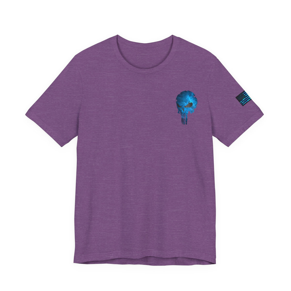 Blue Grunge Punisher Skull – Neon Grunge Vigilante Graphic for Shirts, Decals & Prints