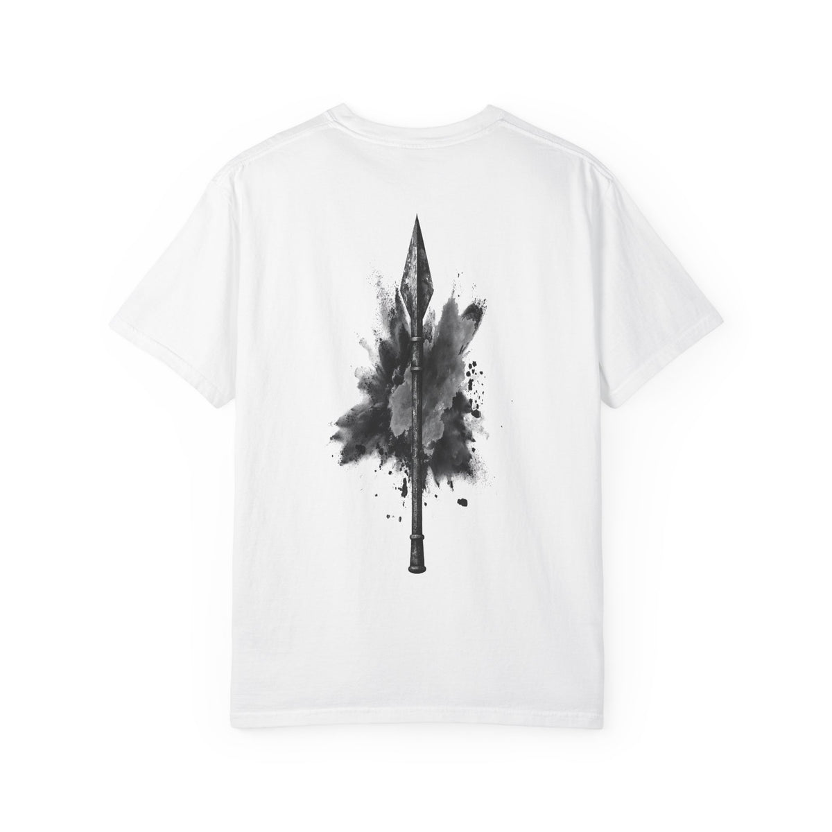 Spartan Warrior T-Shirt – Greek Helmet Circle Design Front & Spear Back | Warrior Graphic Tee