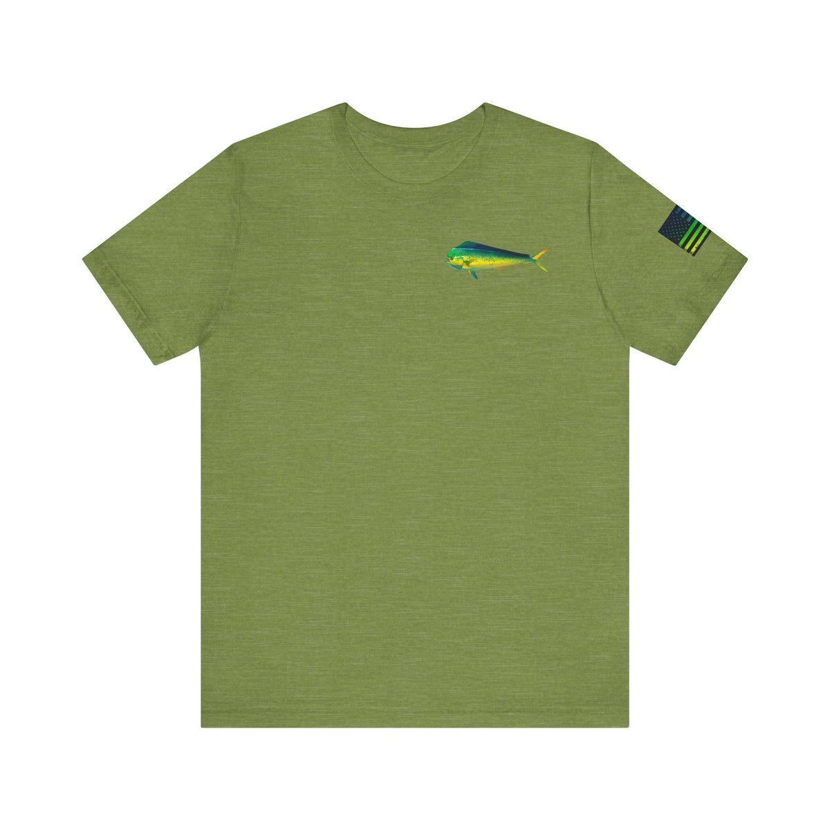 Patriotic Mahi Mahi Flag T-Shirt – Bold Saltwater Fishing Graphic Tee