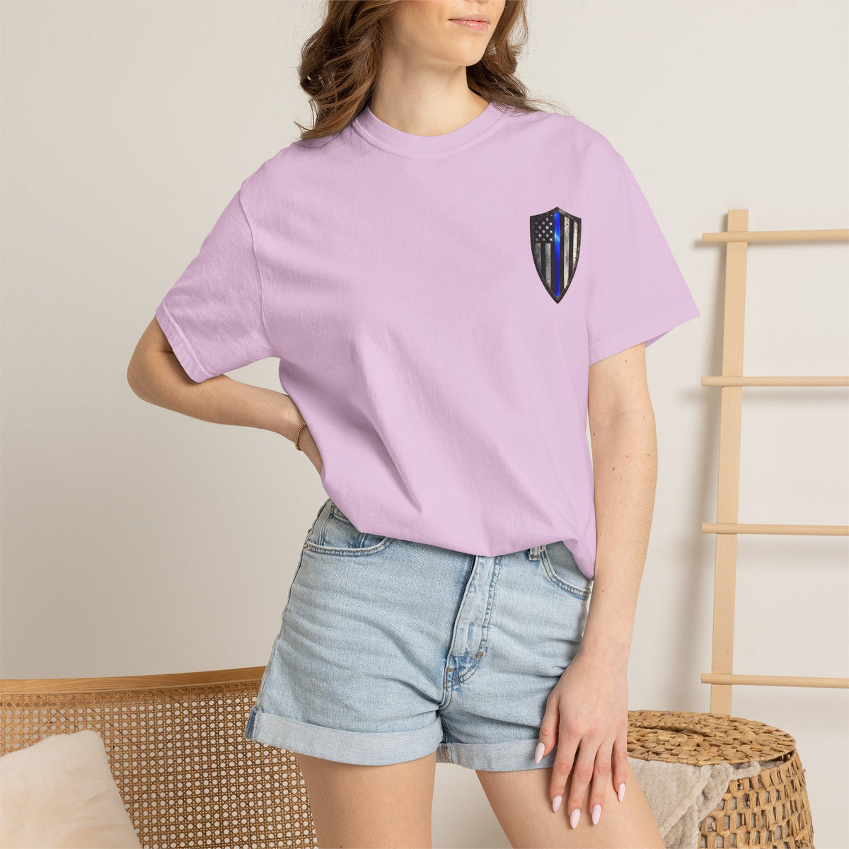 Thin Blue Line Skull T-Shirt — American Flag Police Support Tee