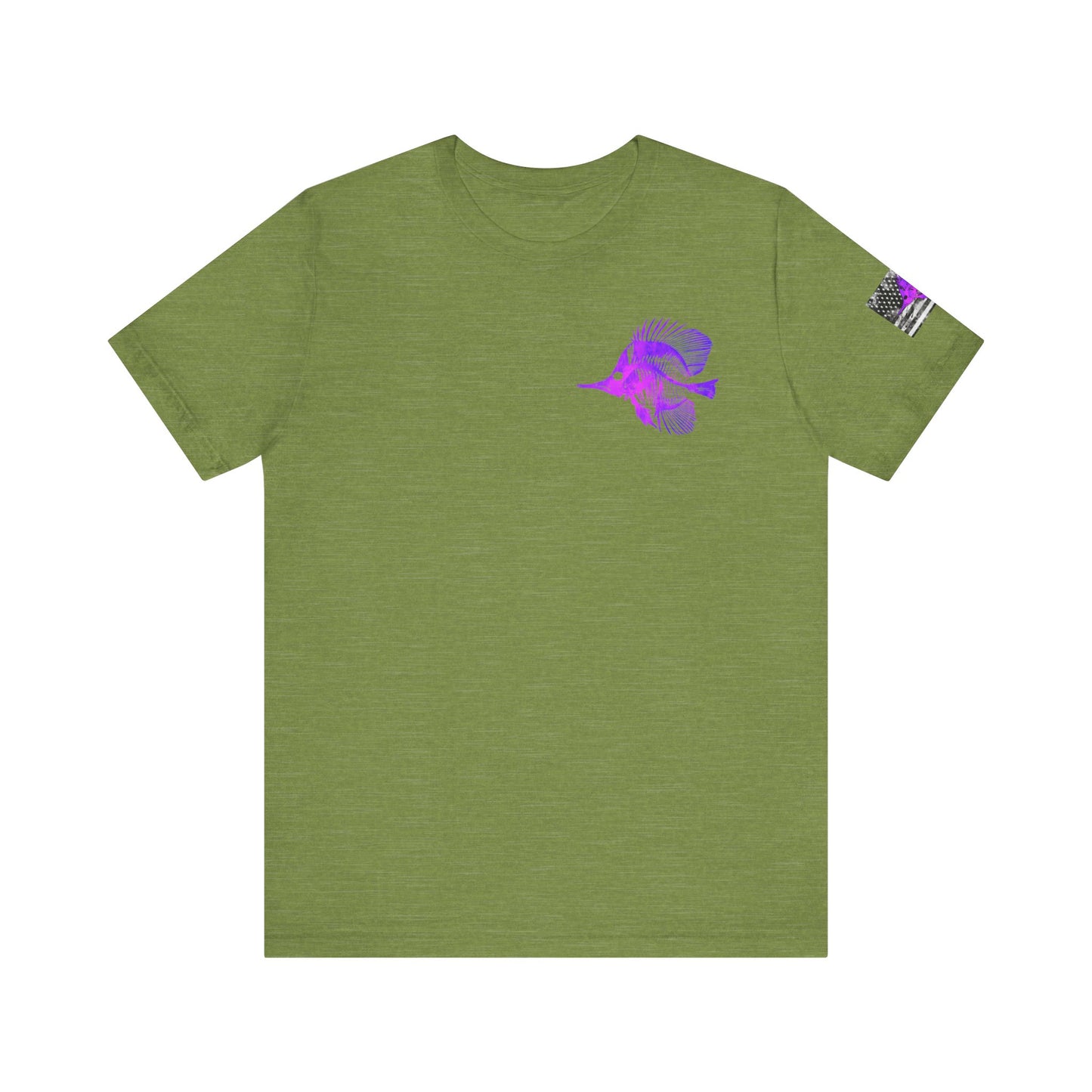 Purple Fish Angler Grunge American Flag Tee, Patriotic USA Shirt, Vintage American Flag