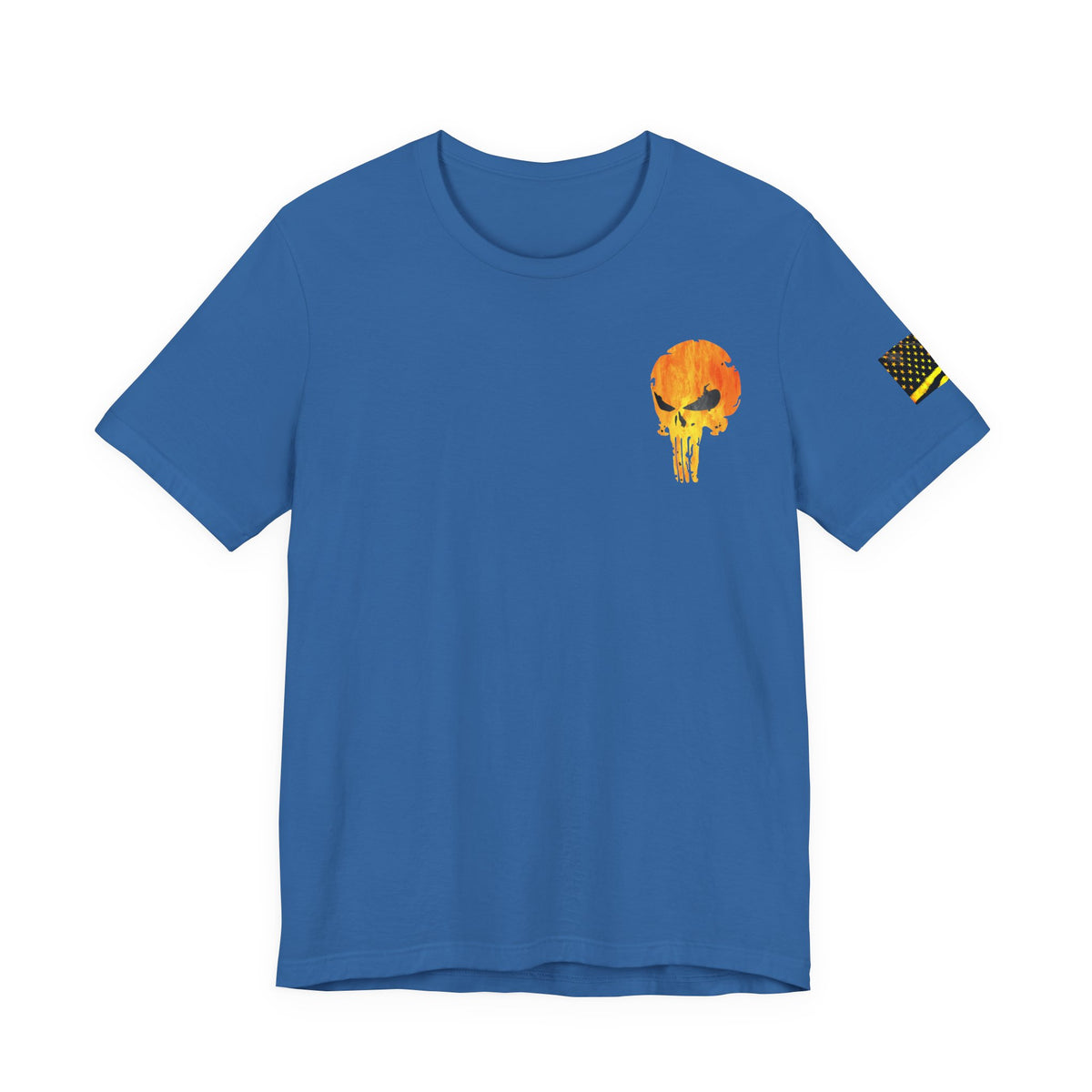 Orange Grunge Punisher Skull – Neon Grunge Vigilante Graphic for Shirts, Decals & Prints