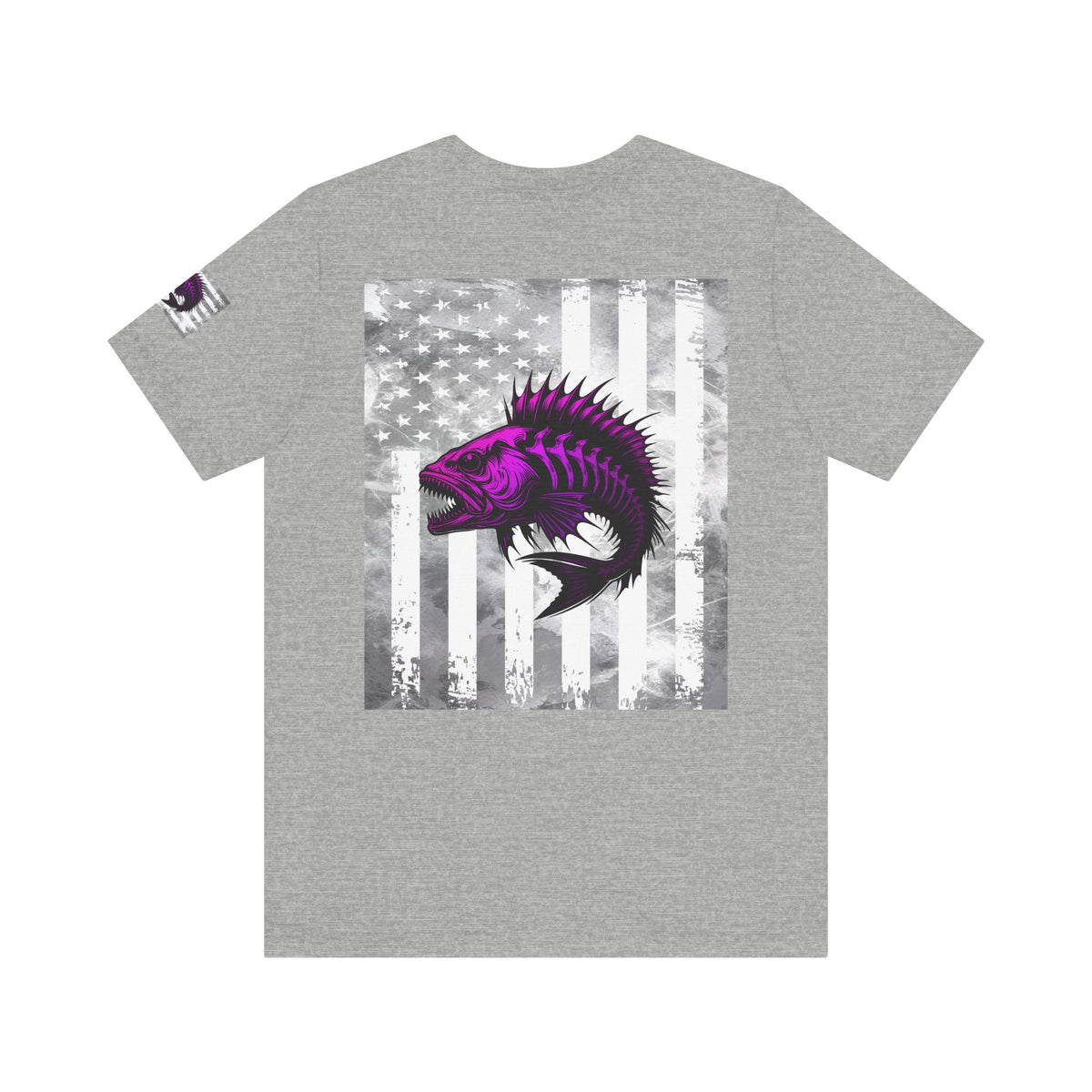 Fish Grunge American Flag Tee, Patriotic USA Shirt, Vintage American Flag