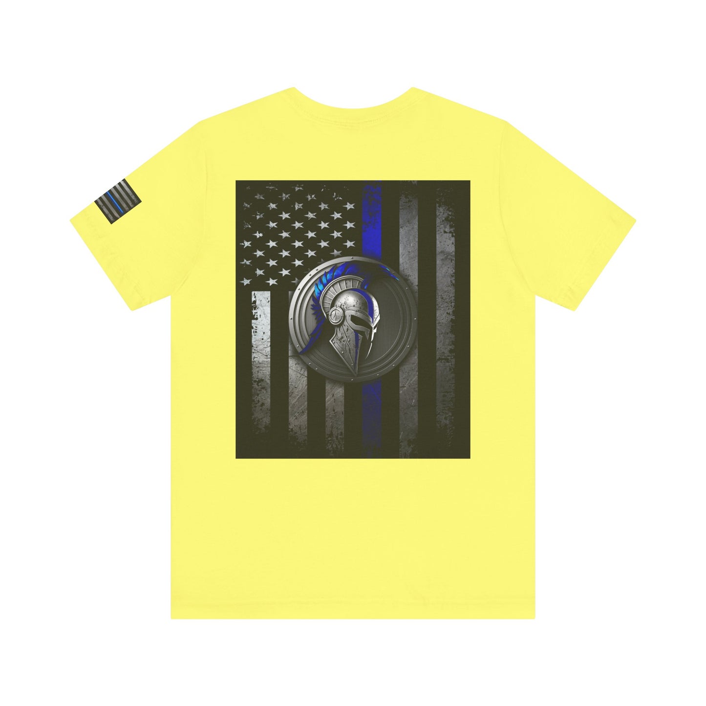 Spartan Helmet Flag Shirt – Thin Blue Line American Patriotic Tee for Law Enforcement Support
