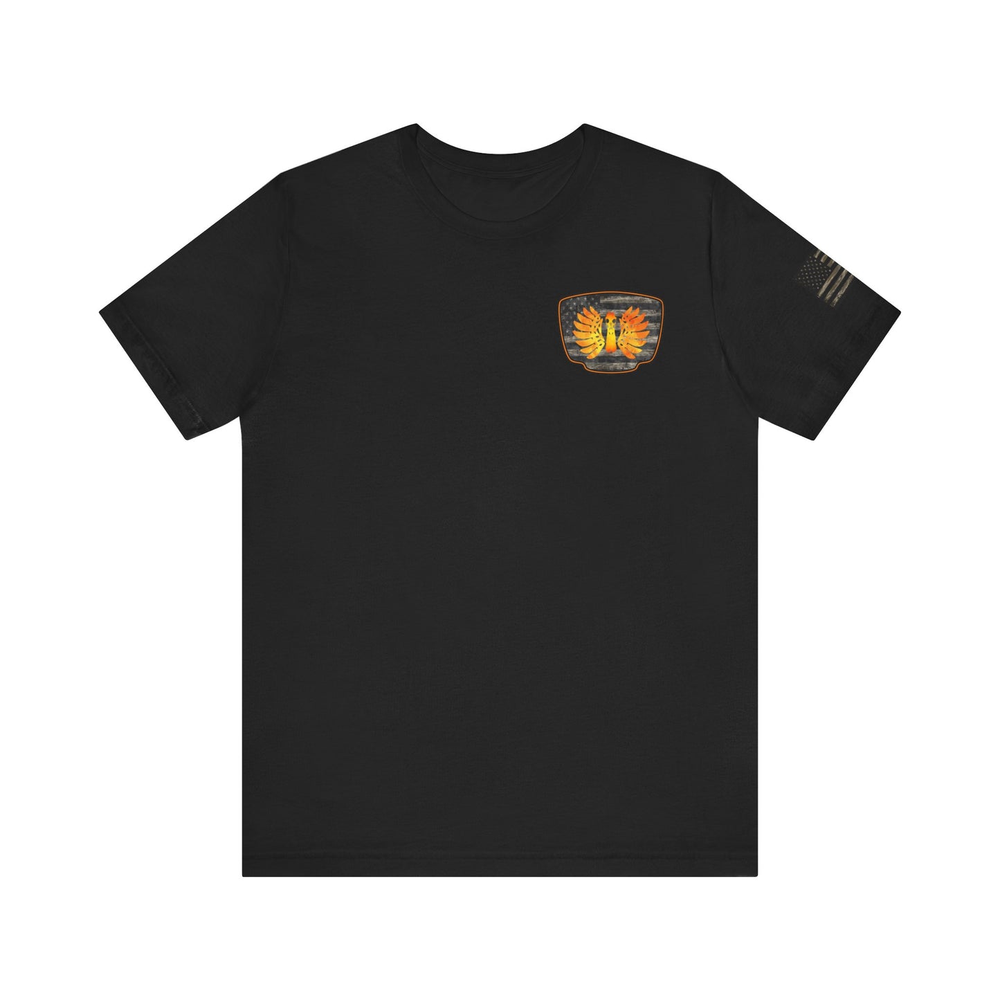 Duck Hunt Badge T-Shirt – Mossy Camo Print, Crossed Guns & Duck Skull Graphic