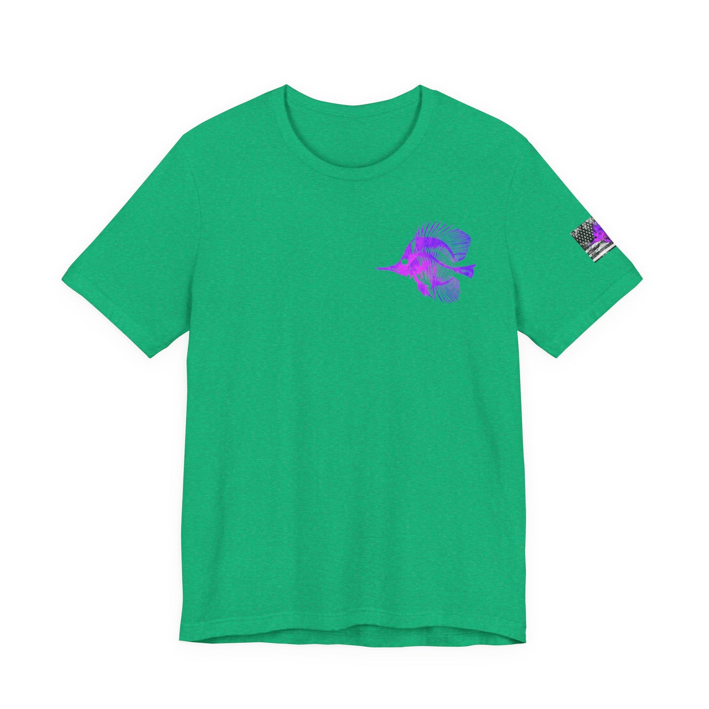 Purple Fish Angler Grunge American Flag Tee, Patriotic USA Shirt, Vintage American Flag