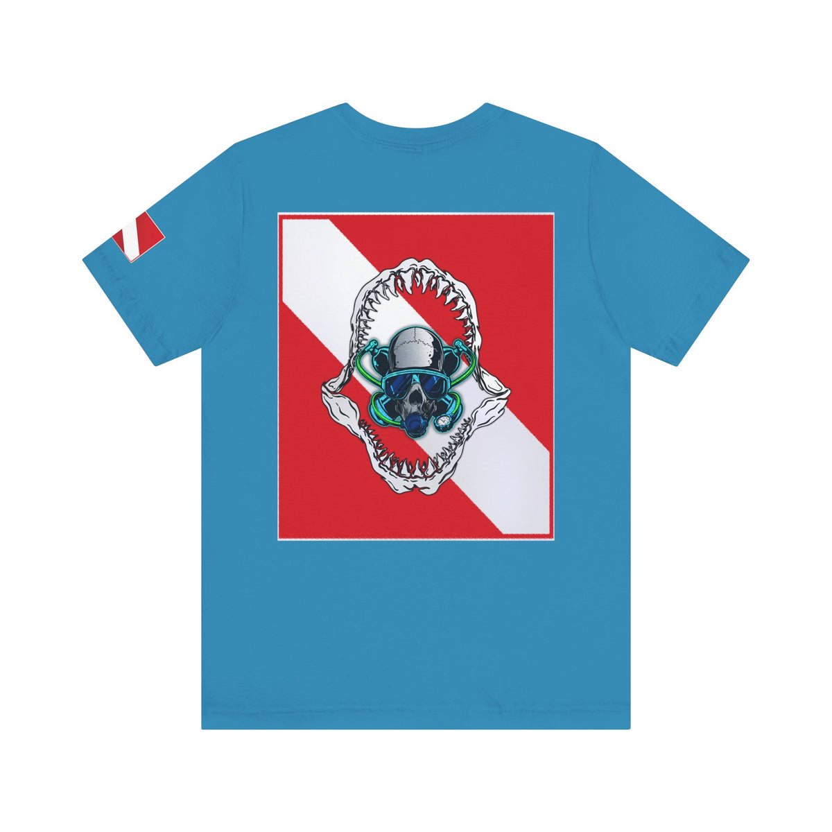 Scuba Skull Shark Graphic Tee, Dive Shirt, Beachwear, Summer Fashion, Gift for Ocean Lovers