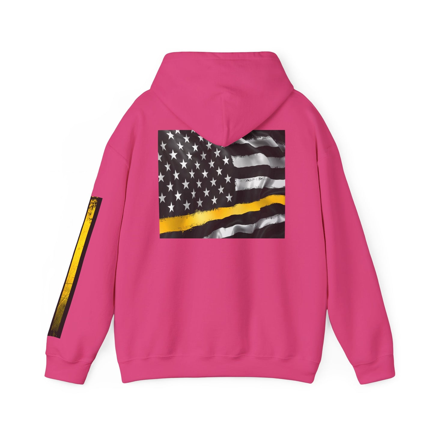911 Dispatcher Thin Yellow Line American Flag Heart Hoodie, Dispatcher Hooded Sweatshirt, First Responder Gift, Patriotic