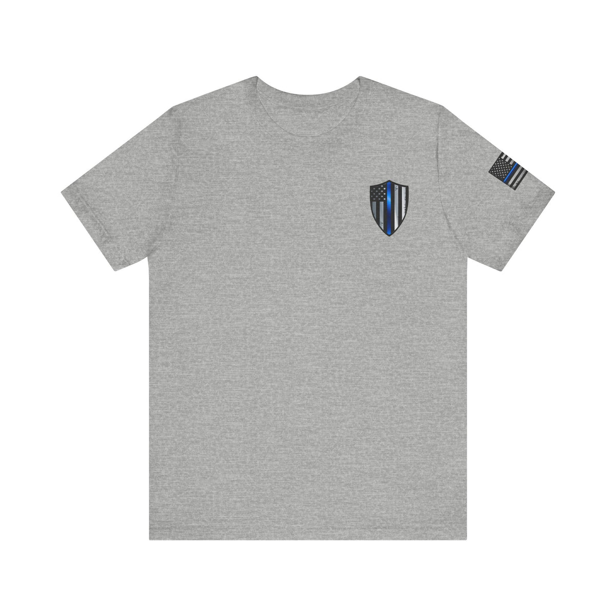 Grunge Spartan Thin Blue Line American Flag T-Shirt – Honor & Valor Police Tribute Tee