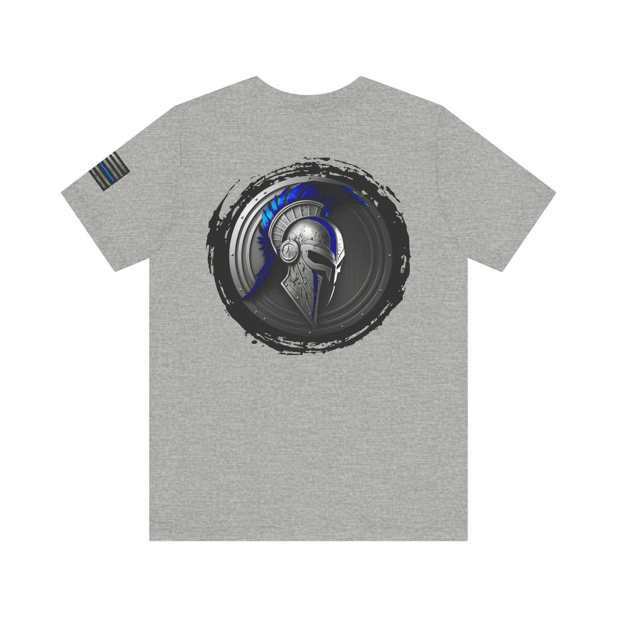 Grunge Spartan Thin Blue Line American Flag T-Shirt – Honor & Valor Police Tribute Tee