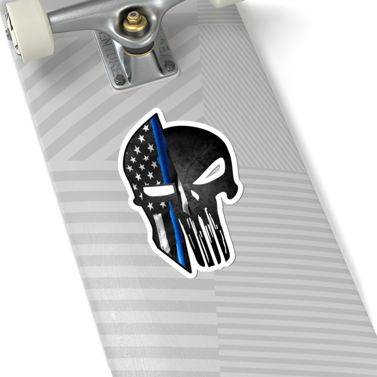 Spartan Warrior Skull Thin Blue Line Police Support Sticker ArtKiss-Cut Stickers