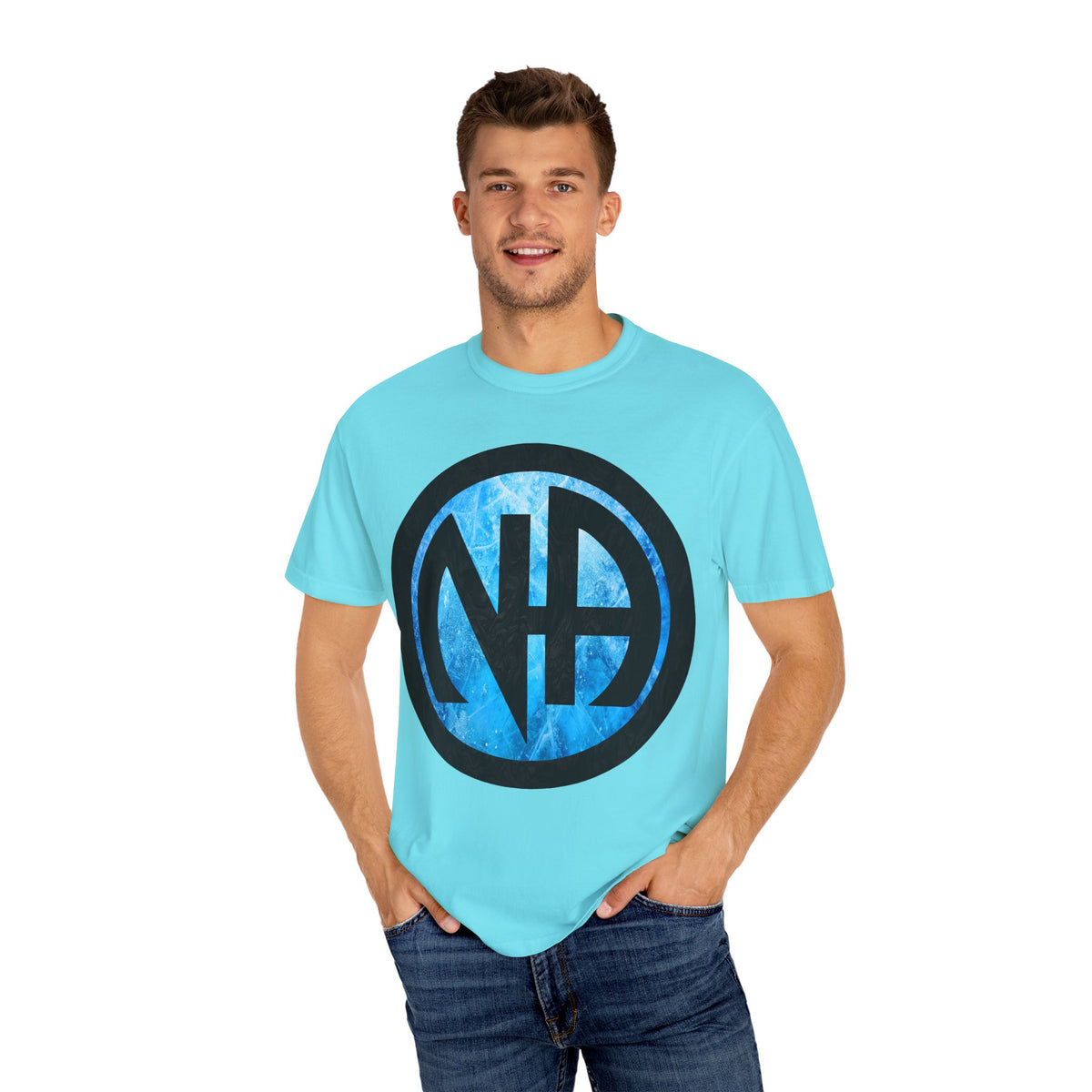 Narcotics Anonymous NA Logo – Blue Ice & Black Recovery Symbol Art T-Shirt, Recovery T-Shirt