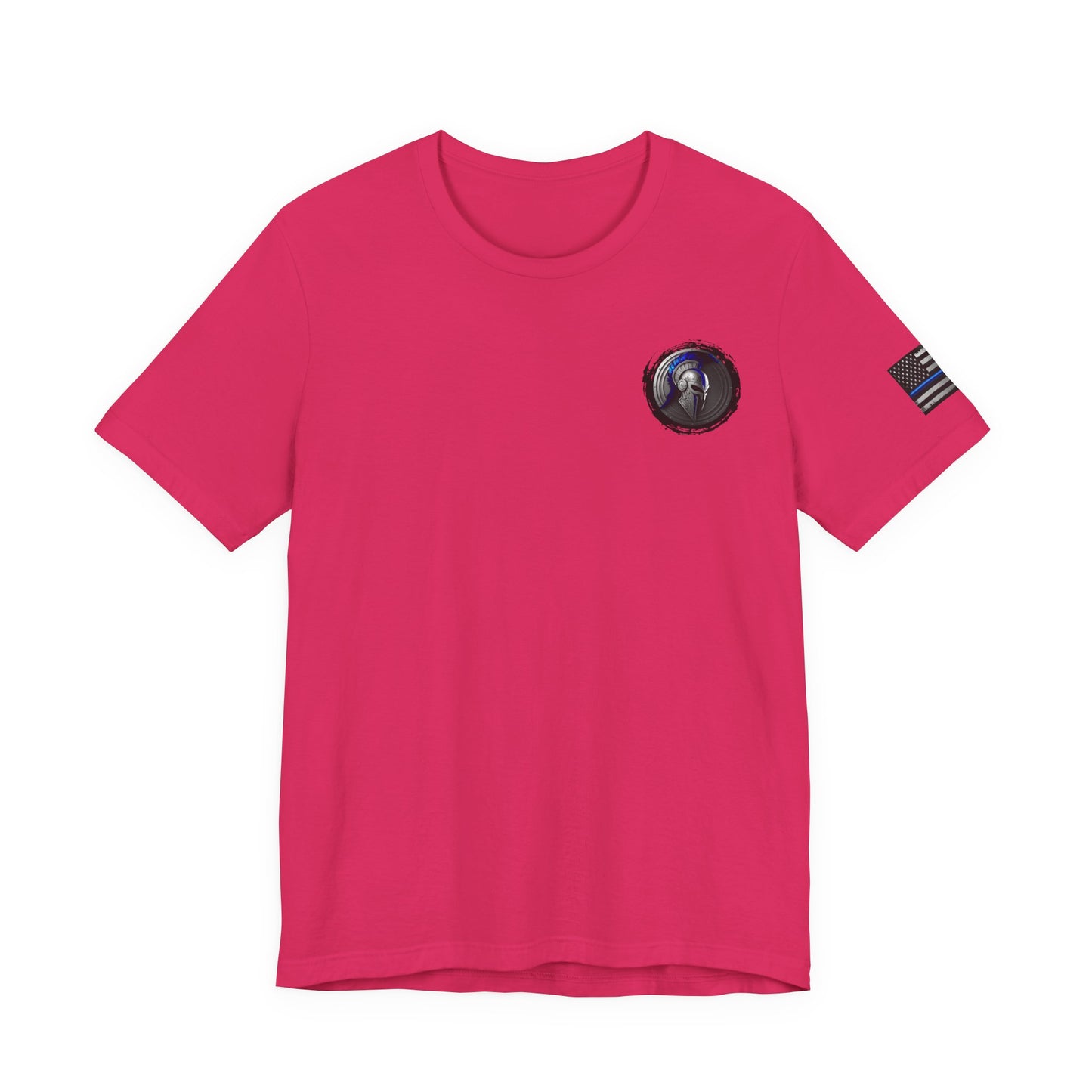 Spartan Helmet Flag Shirt – Thin Blue Line American Patriotic Tee for Law Enforcement Support