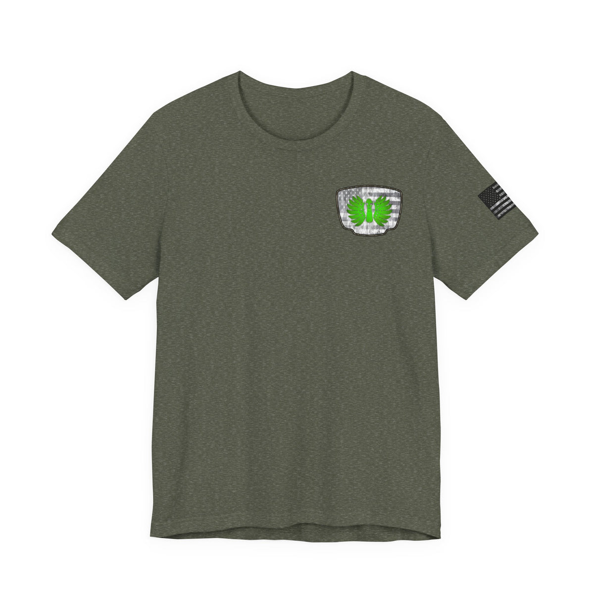 Duck Skull Hunting Badge T-Shirt – Mossy Camo Print, Crossed Guns & Duck Skull Graphic