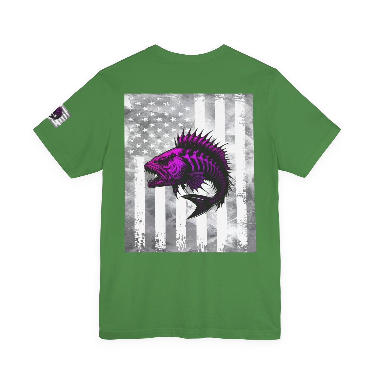 Fish Grunge American Flag Tee, Patriotic USA Shirt, Vintage American Flag
