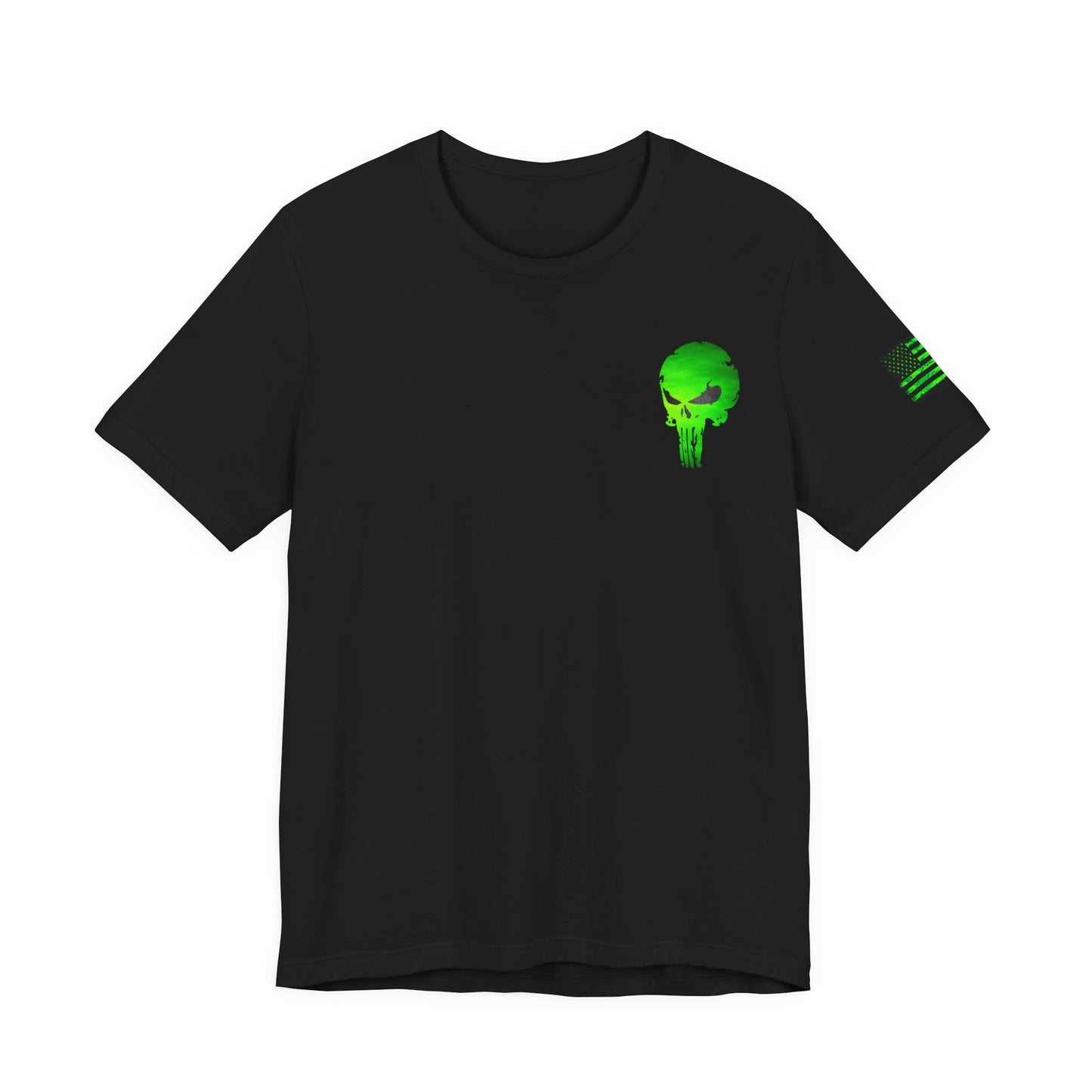 Toxic Green Punisher Skull – Neon Grunge Vigilante Graphic for Shirts, Decals & Prints